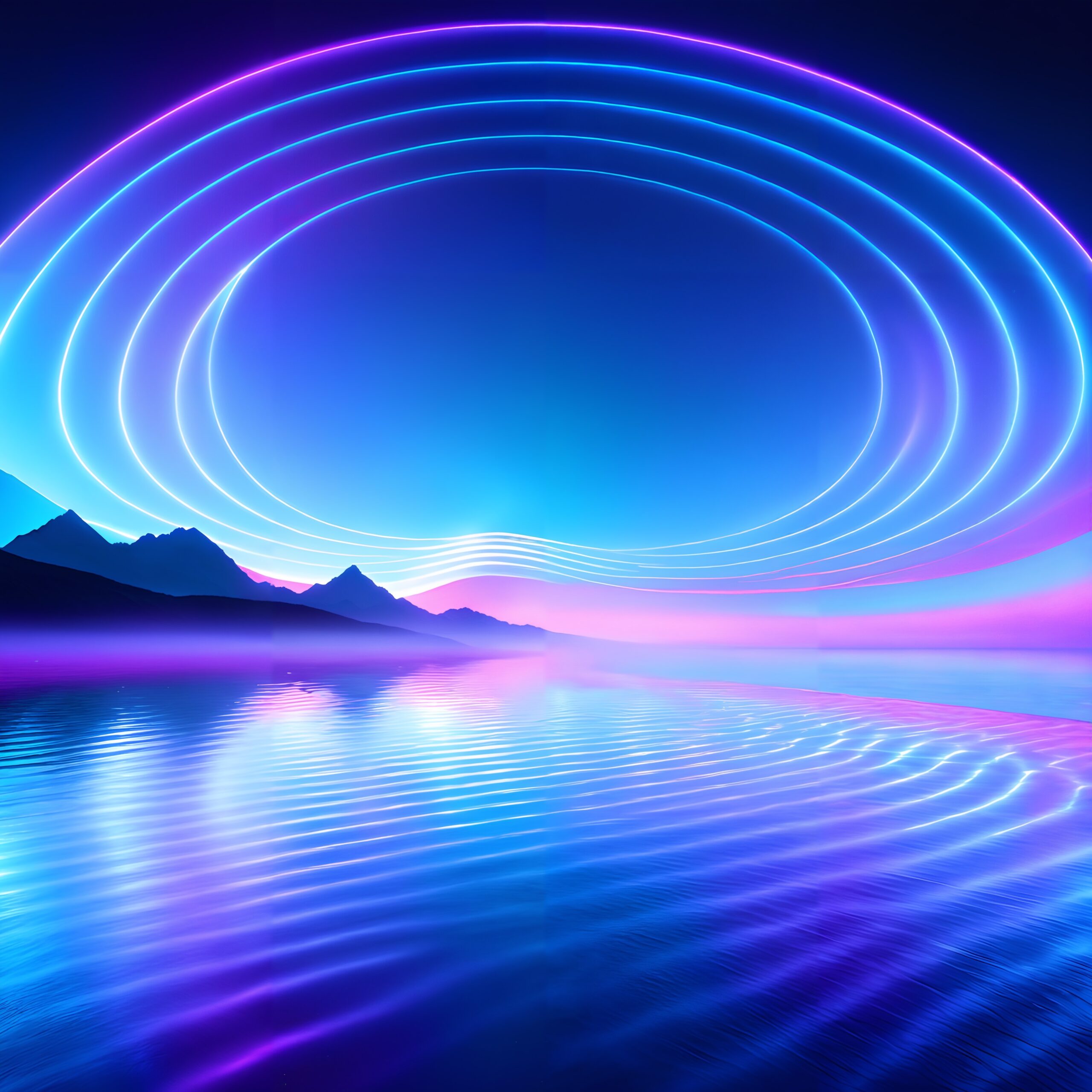 Futuristic Neon Dreamscape Reflection