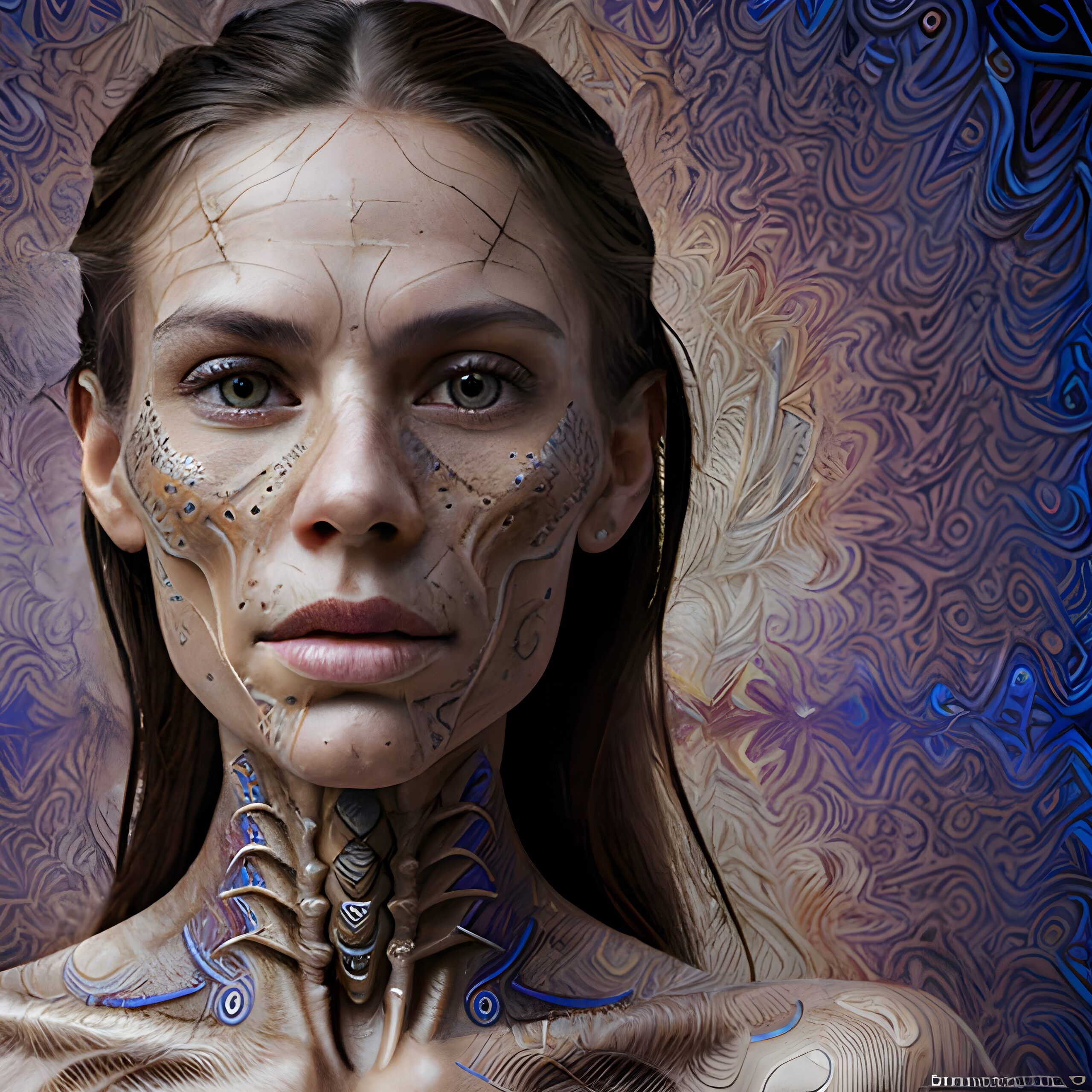 Futuristic Biomechanical Woman Portrait