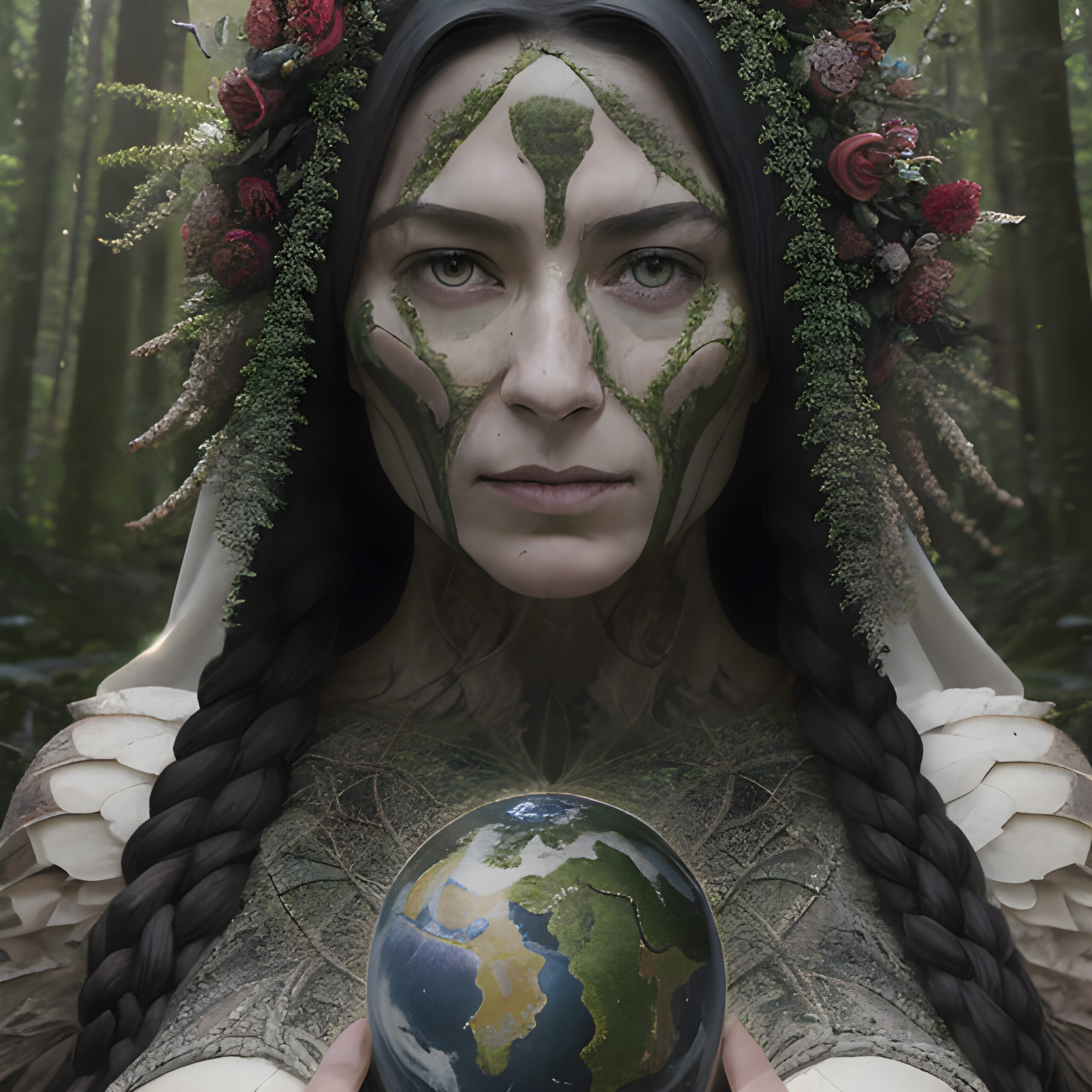 Portrait of Gaia Holding Earth