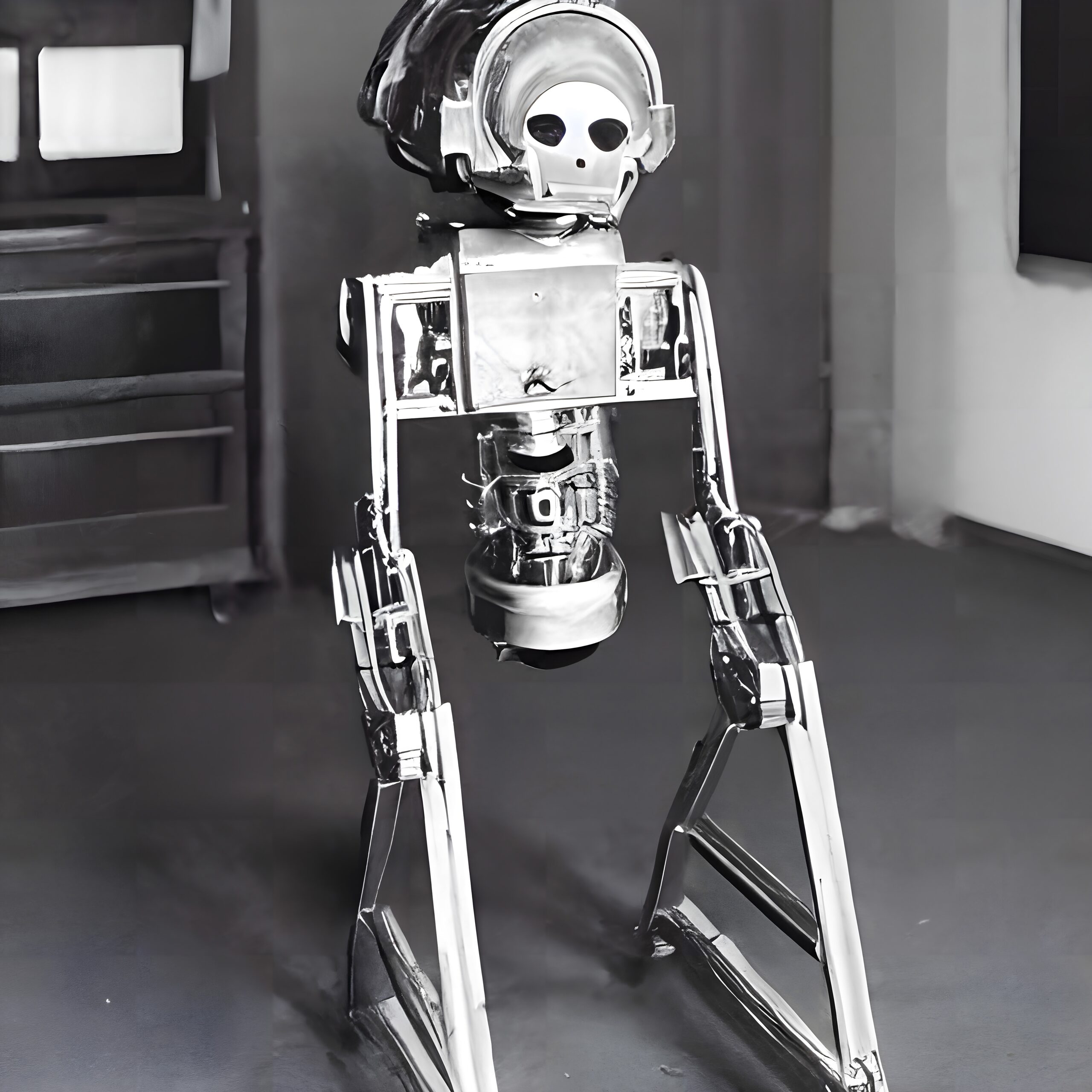 Futuristic Metal Robot Standing Tall