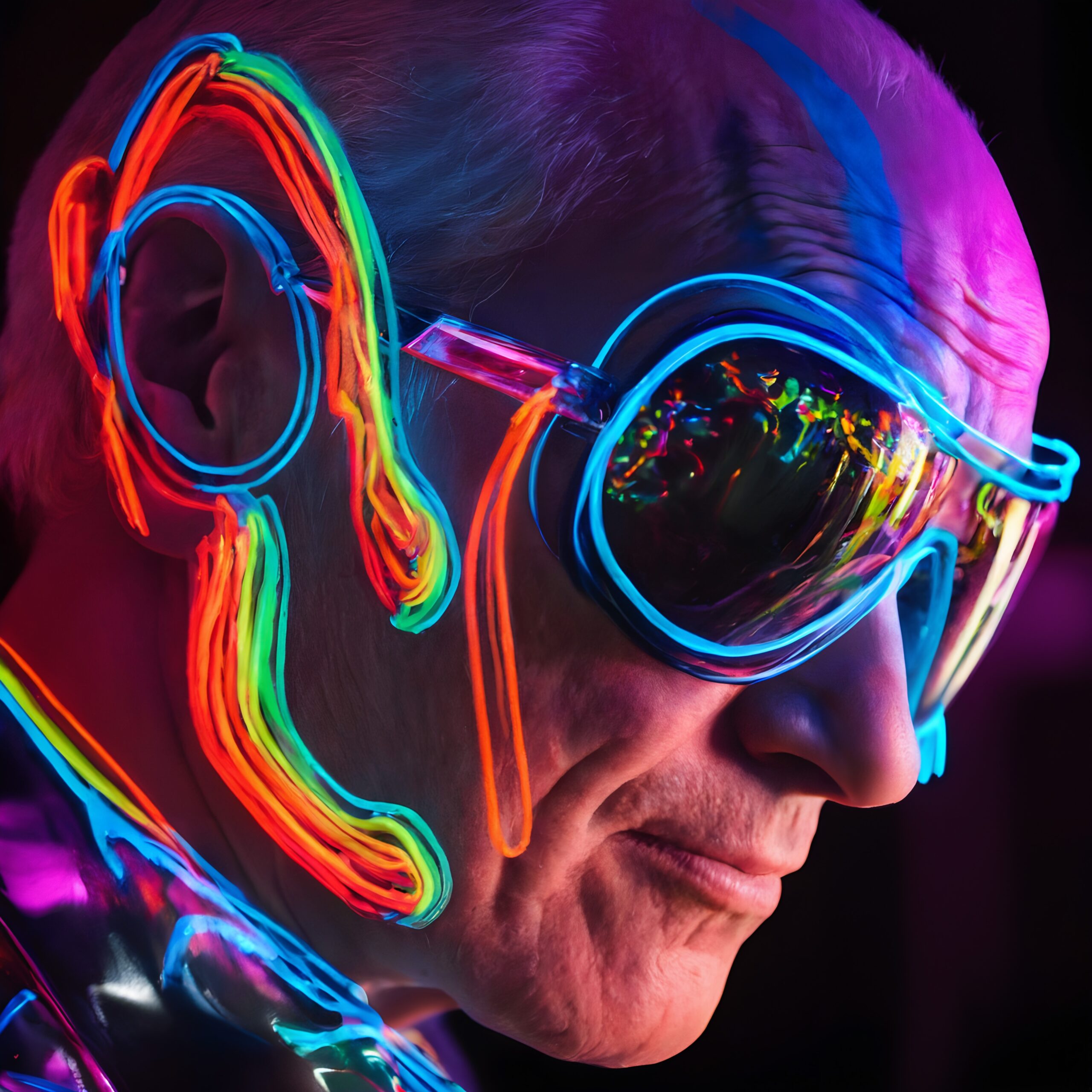 Futuristic Neon Light Fashion Portrait