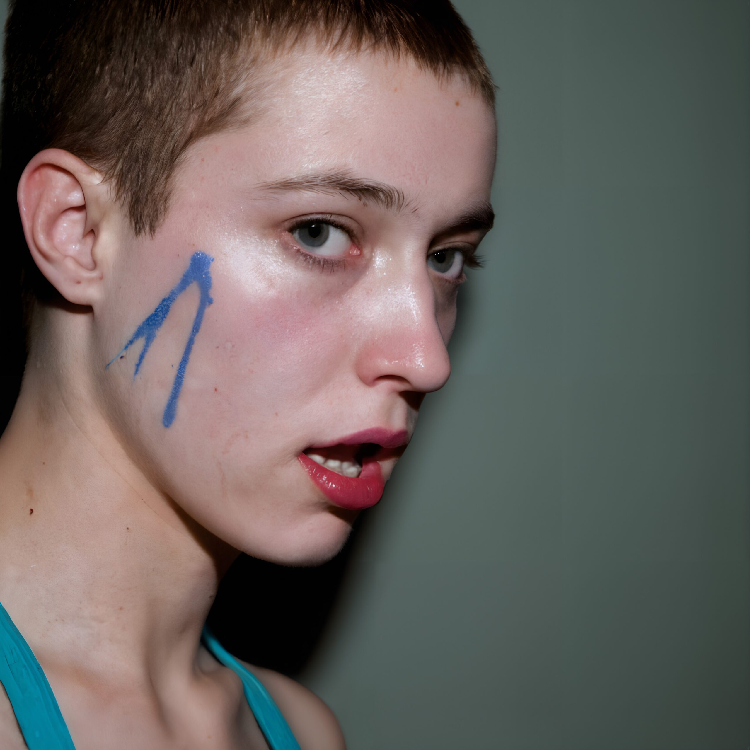 Expression with Blue Face Paint