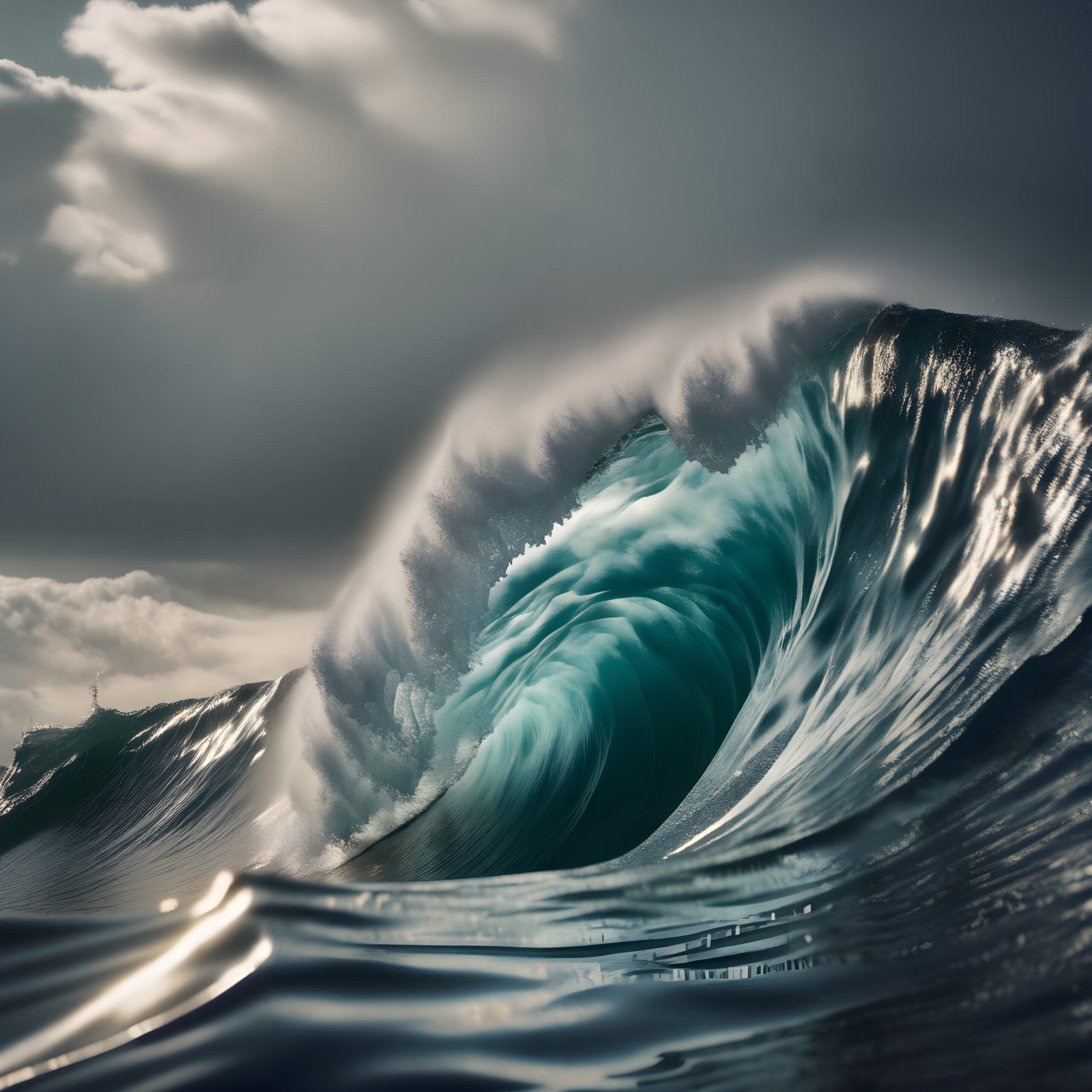 Majestic Wave Under Stormy Sky