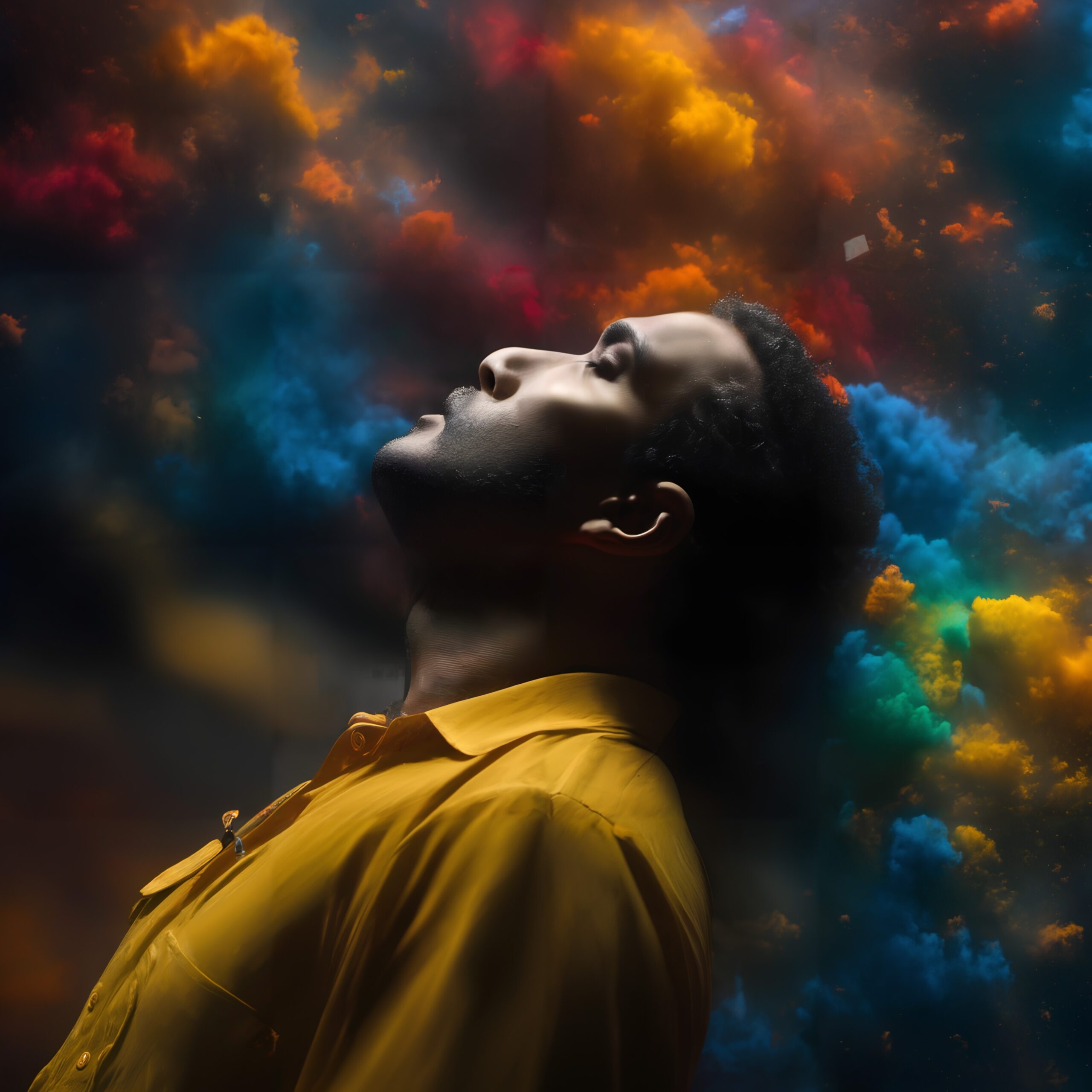 Dreamy Contemplation in Colorful Clouds