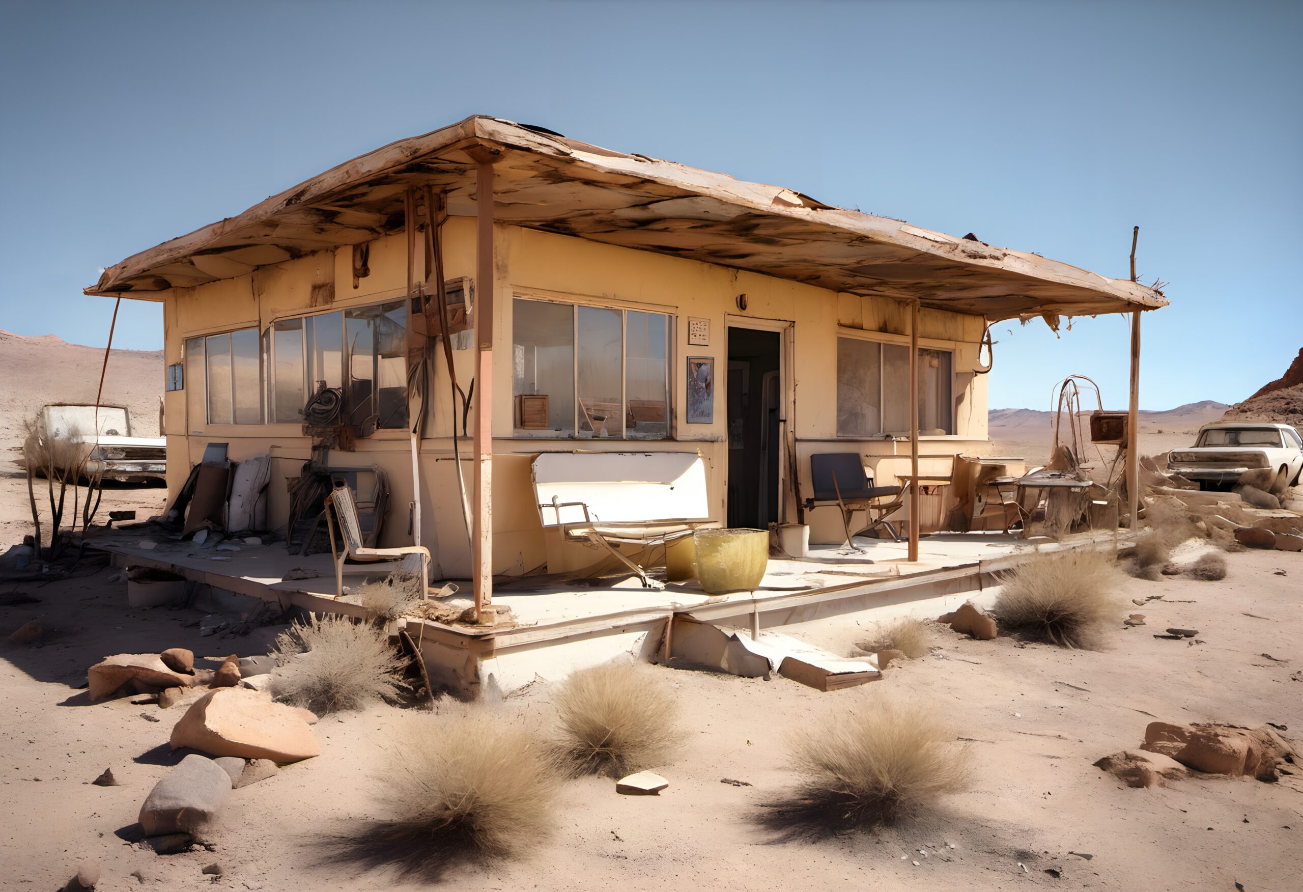 Desolate Desert Abandoned Building Scene