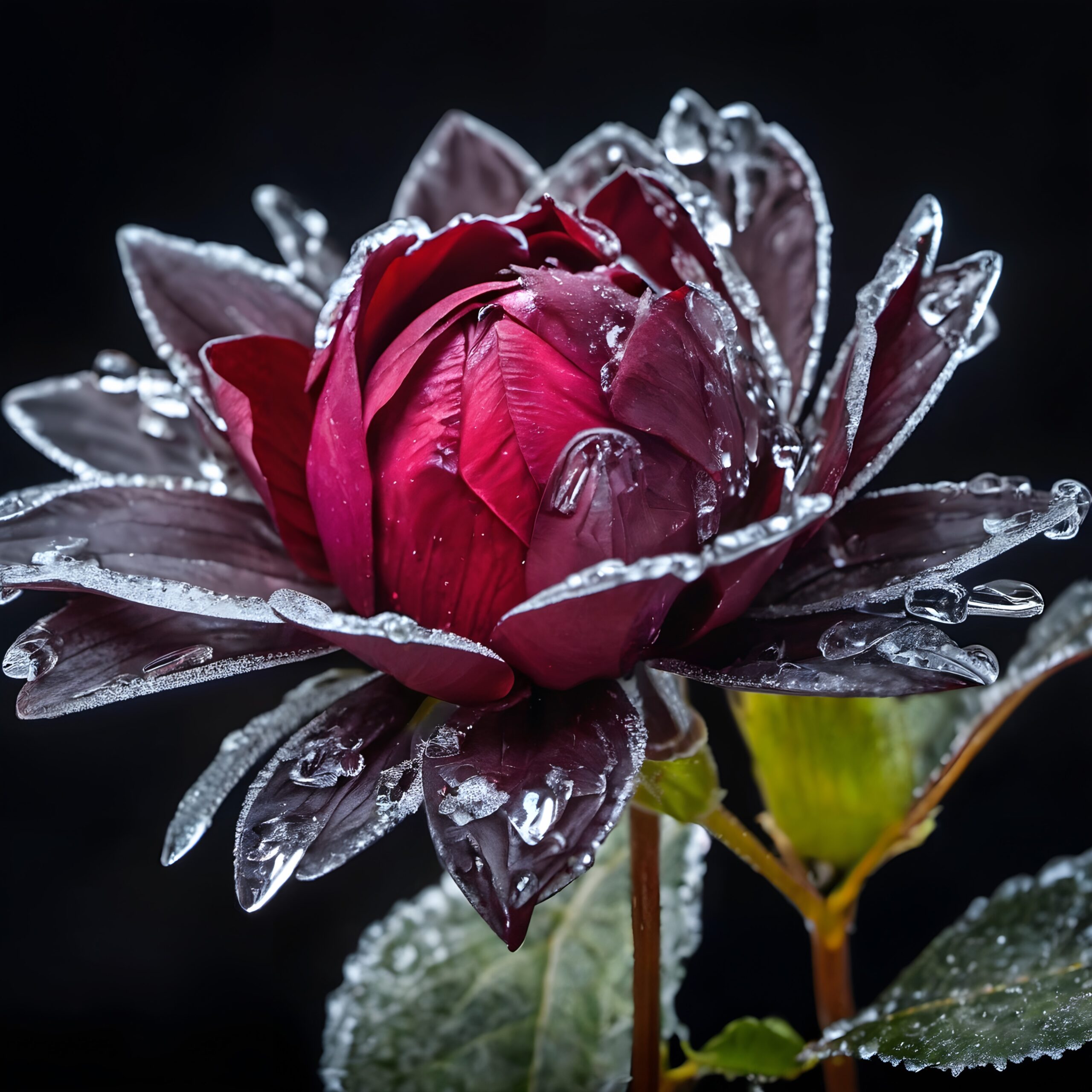 Crimson Blossom in Winter’s Embrace