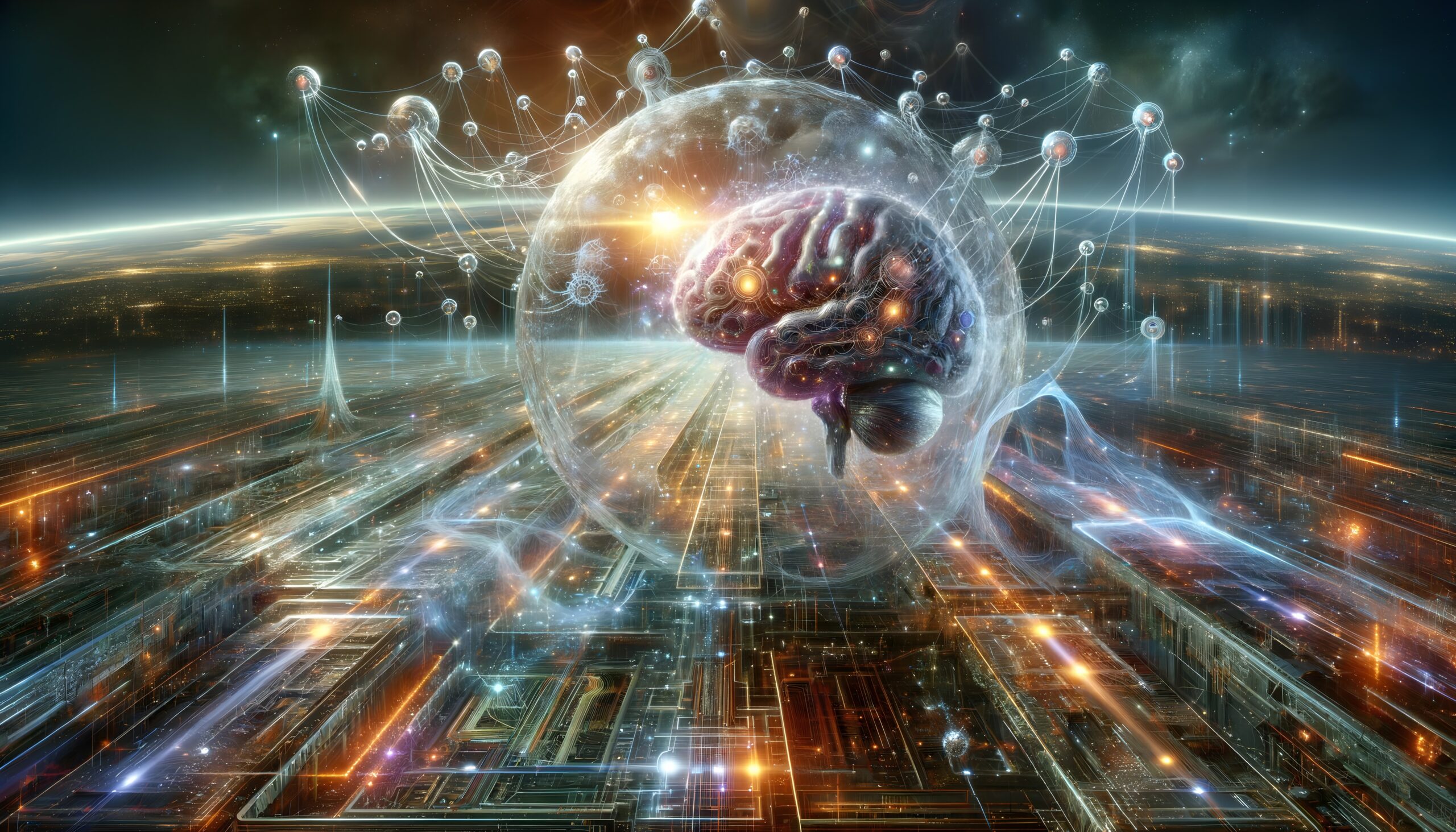 Futuristic Brain Network Cityscape