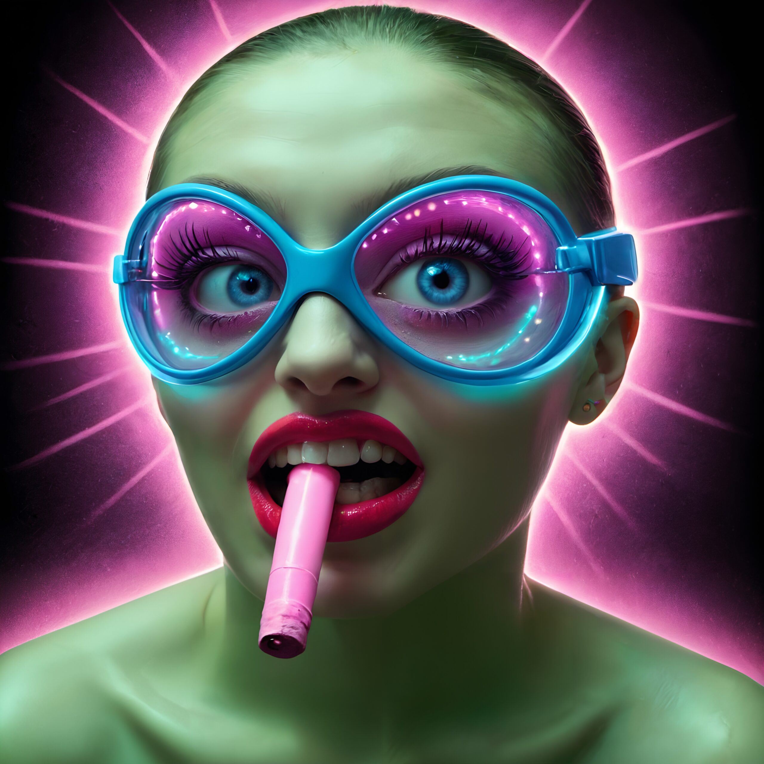 Neon Goggles and Pink Aura