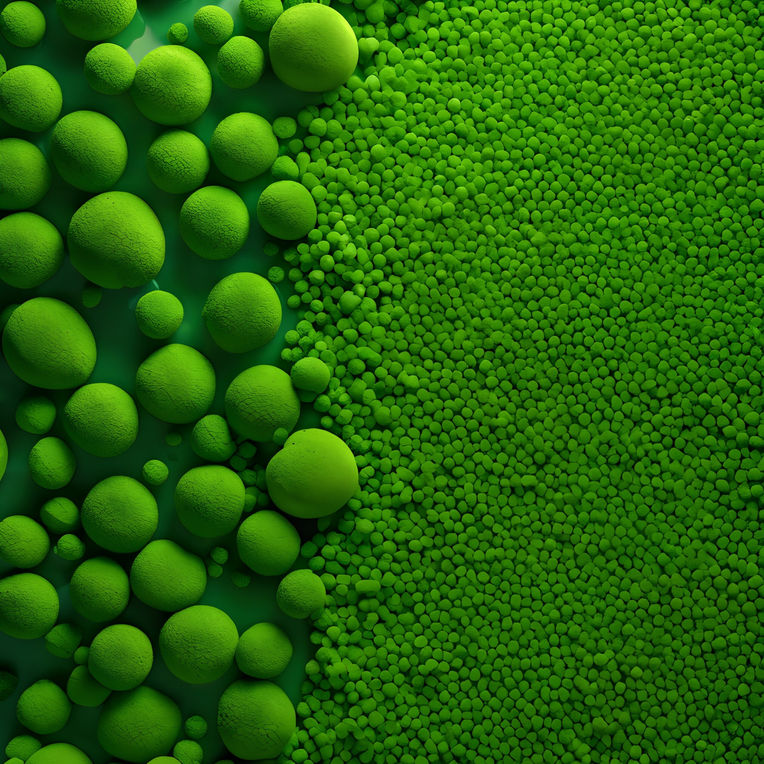 Green Spheres Create Abstract Landscape