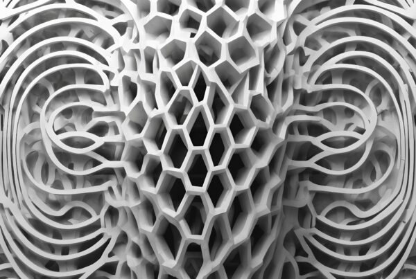 Intricate hexagonal design with swirling patterns.
