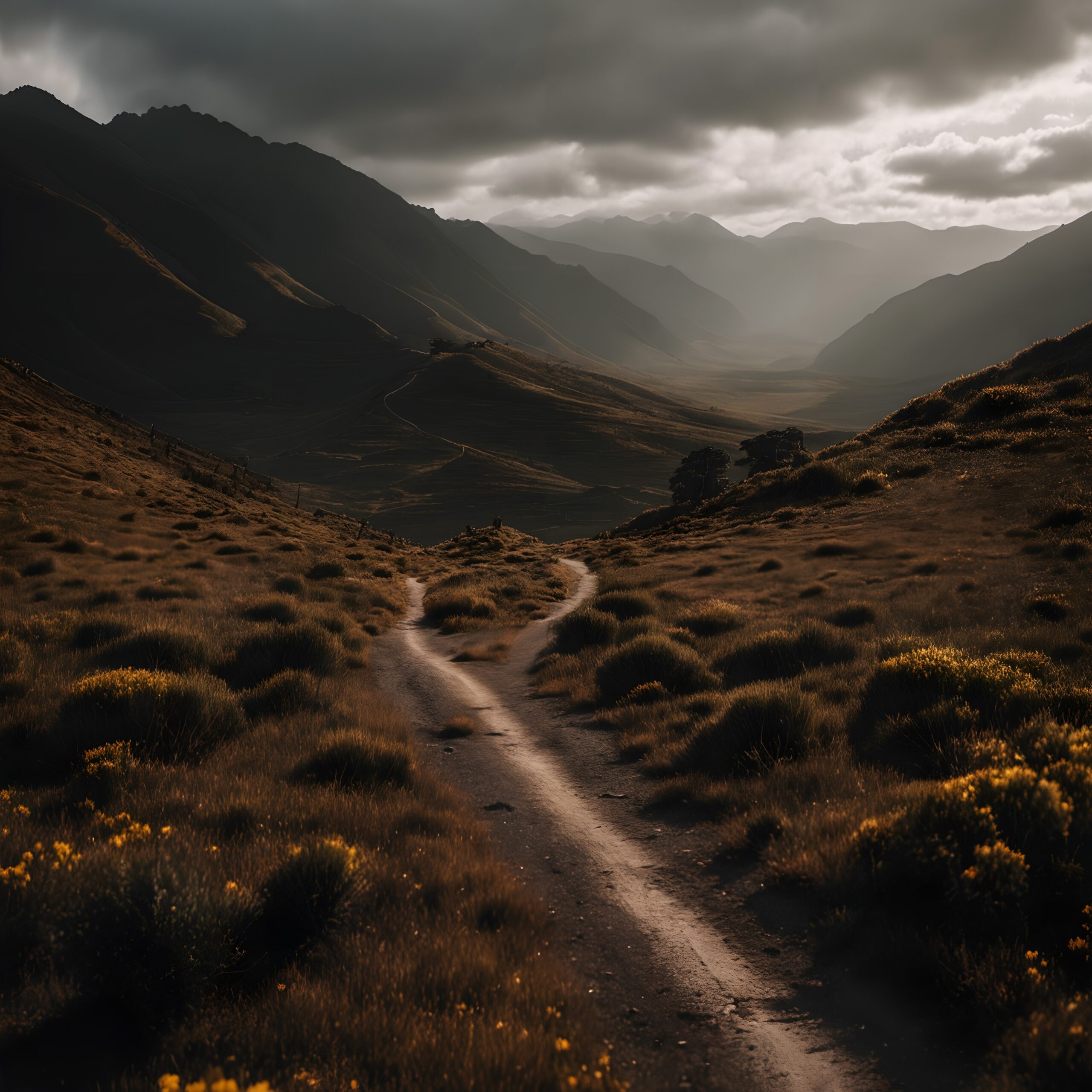 Winding Path Through Mountain Valley