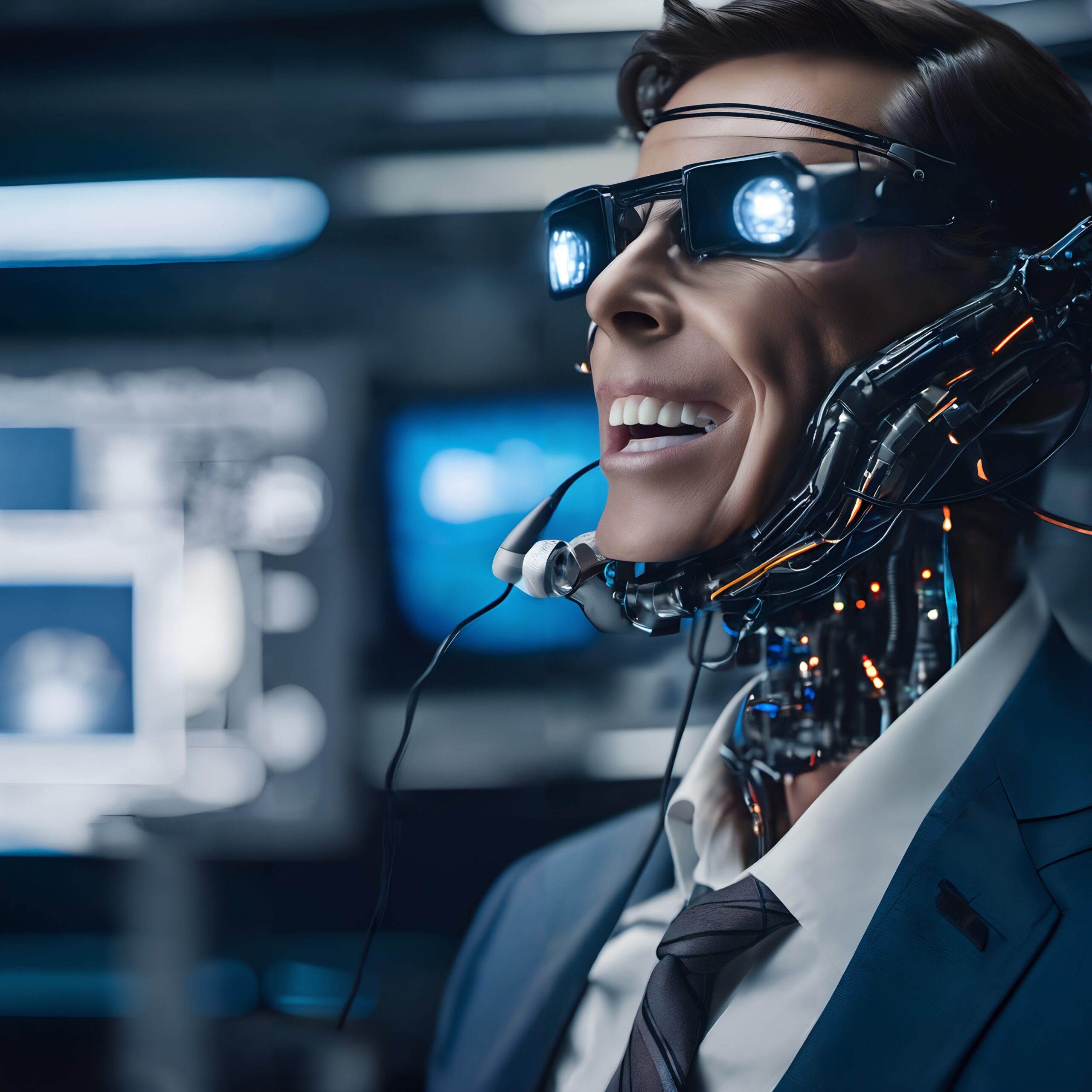 High-Tech Cyborg in Suit
