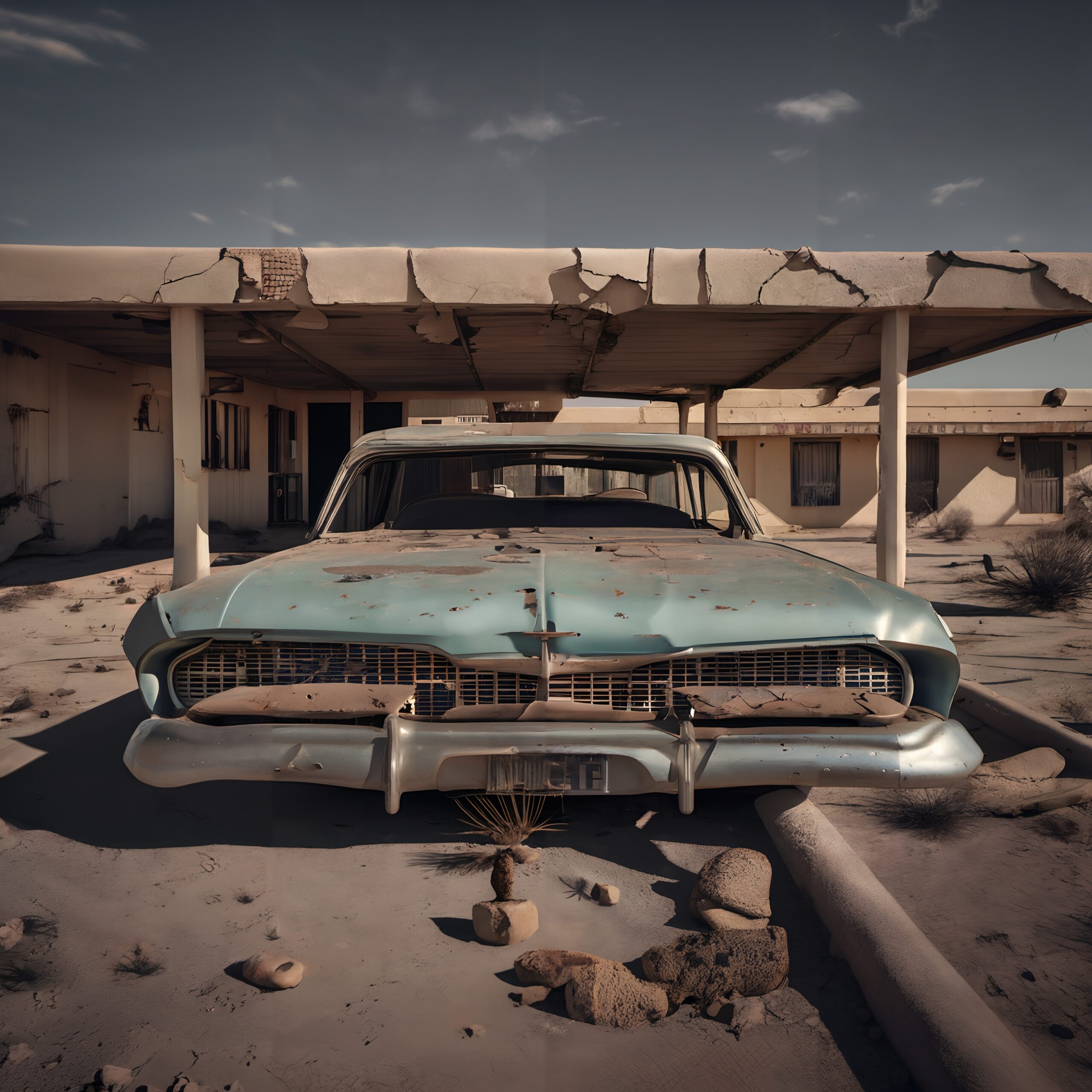 Abandoned Car in Deserted Motel
