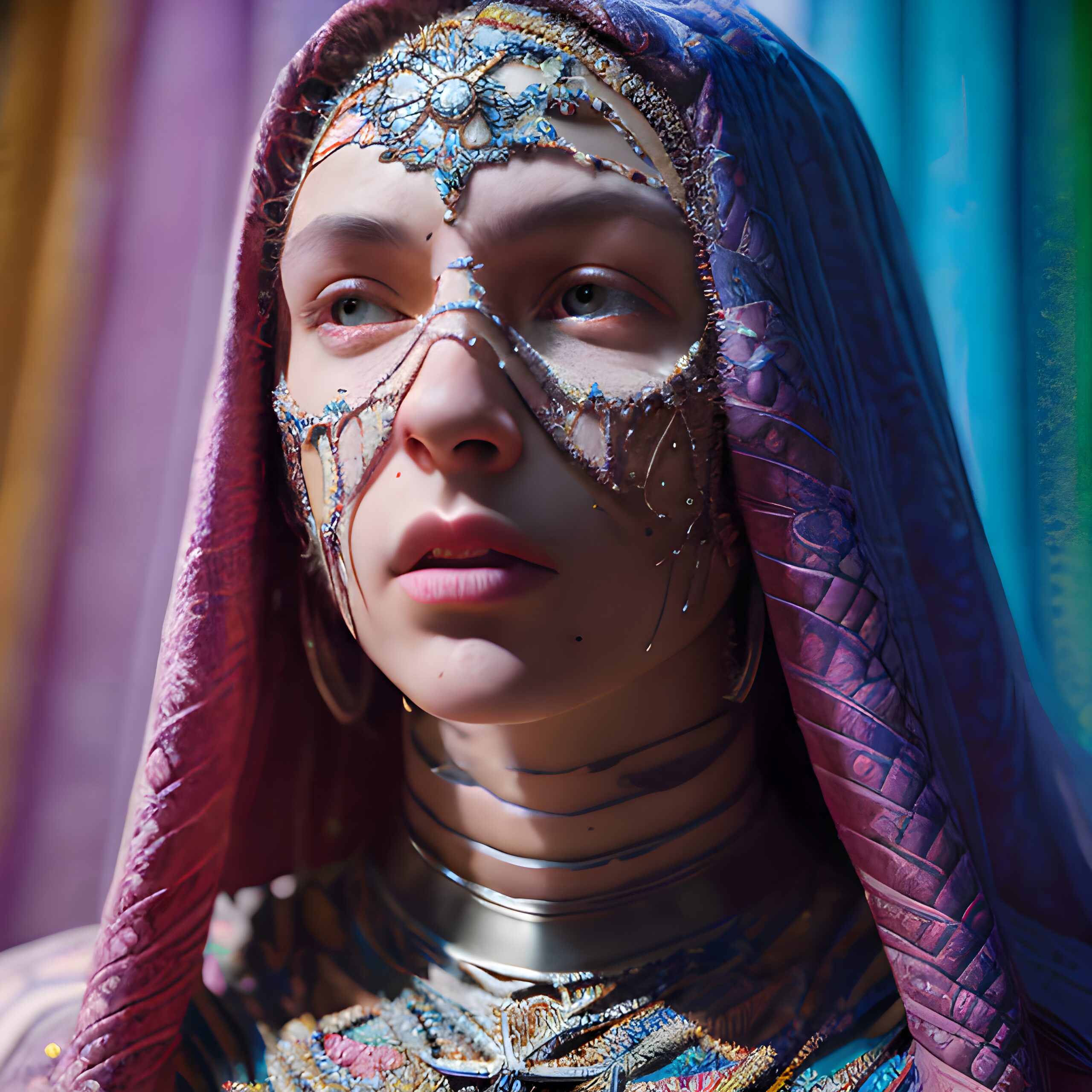 Mystical Jewel-Encrusted Portrait Elegance