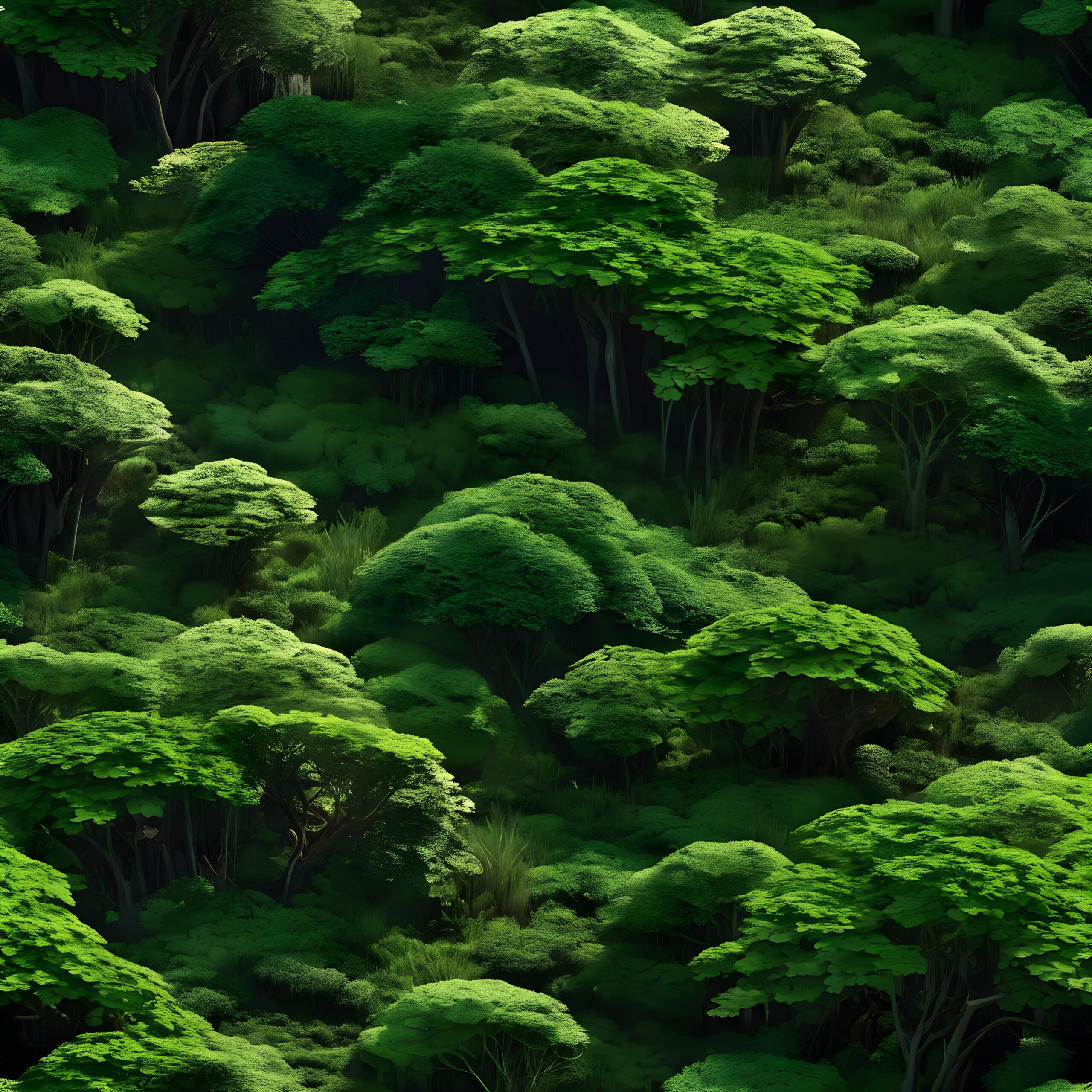 Lush Green Forest Canopy Scene