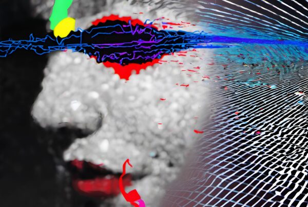 Abstract digital art with colorful shapes.