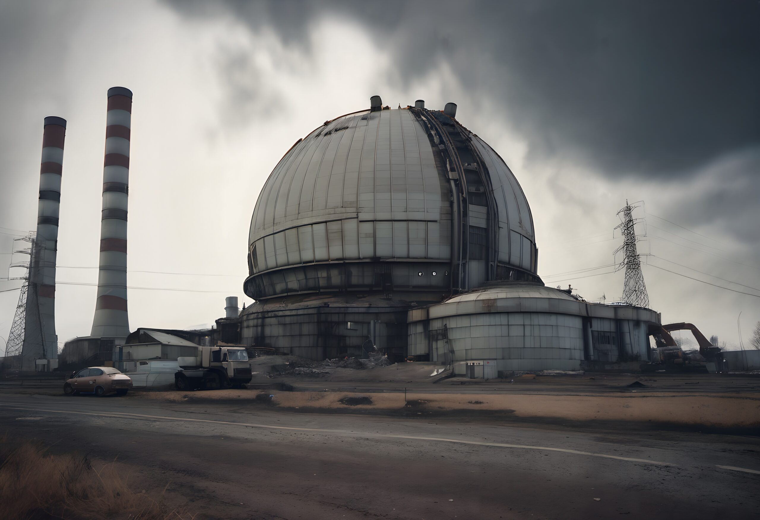 Abandoned industrial structure scene