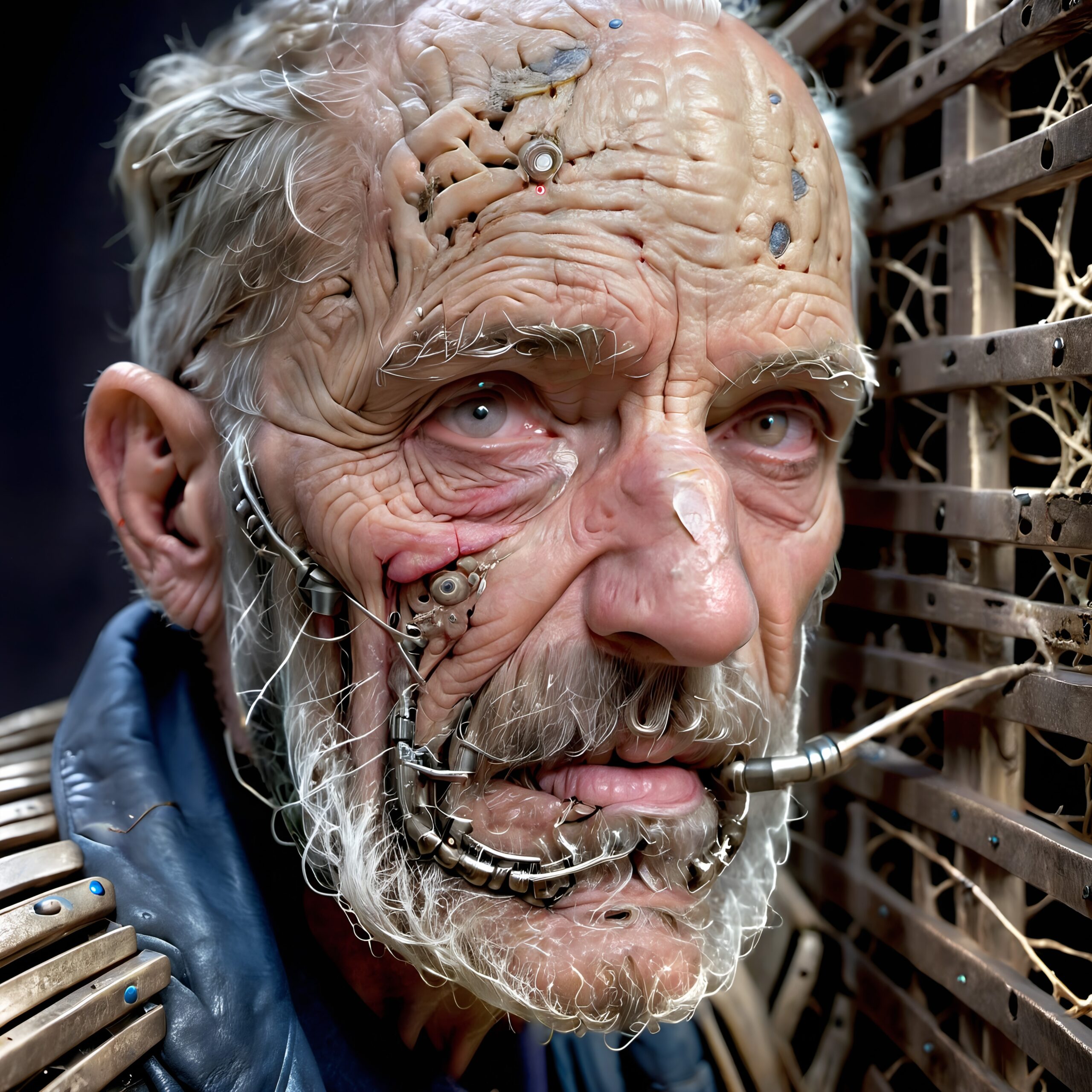 Futuristic Elderly Cyborg Portrait