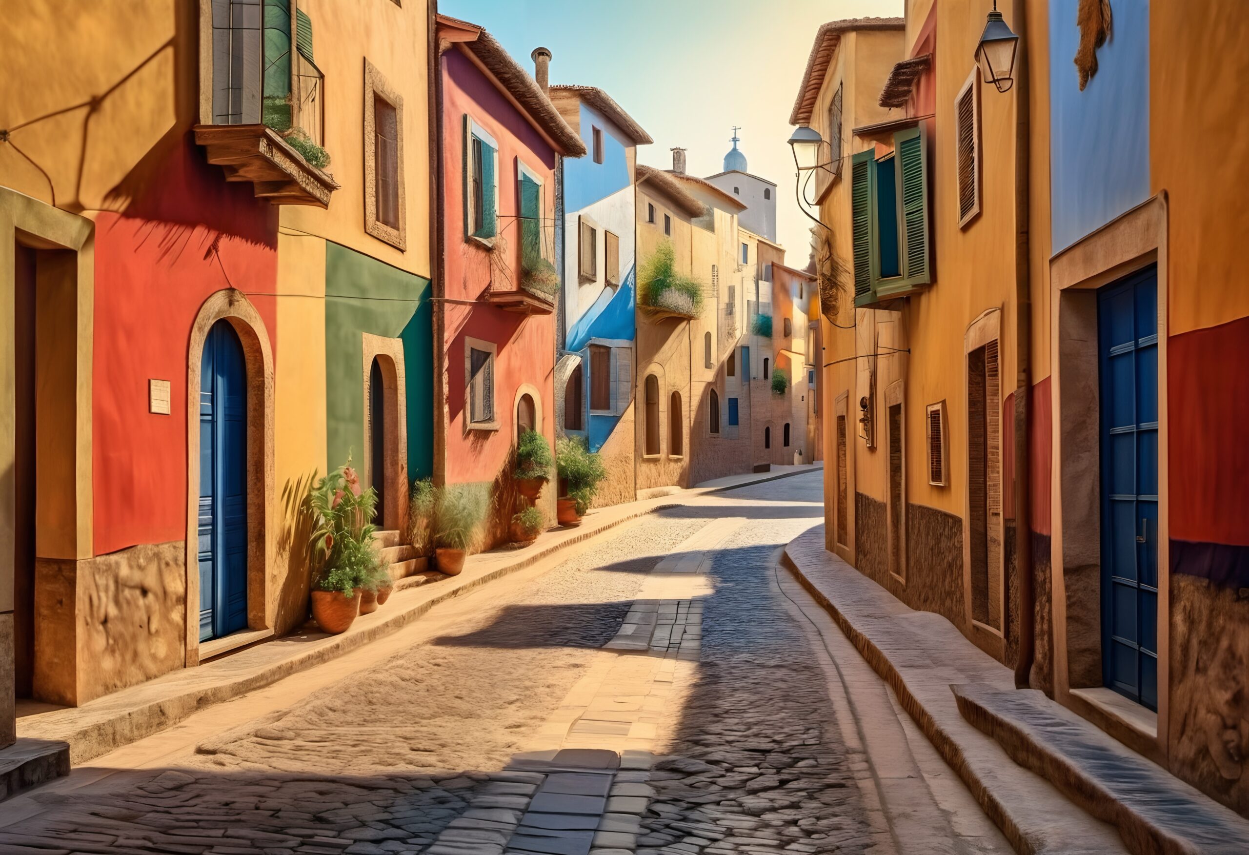 Colorful Italian Village Street View