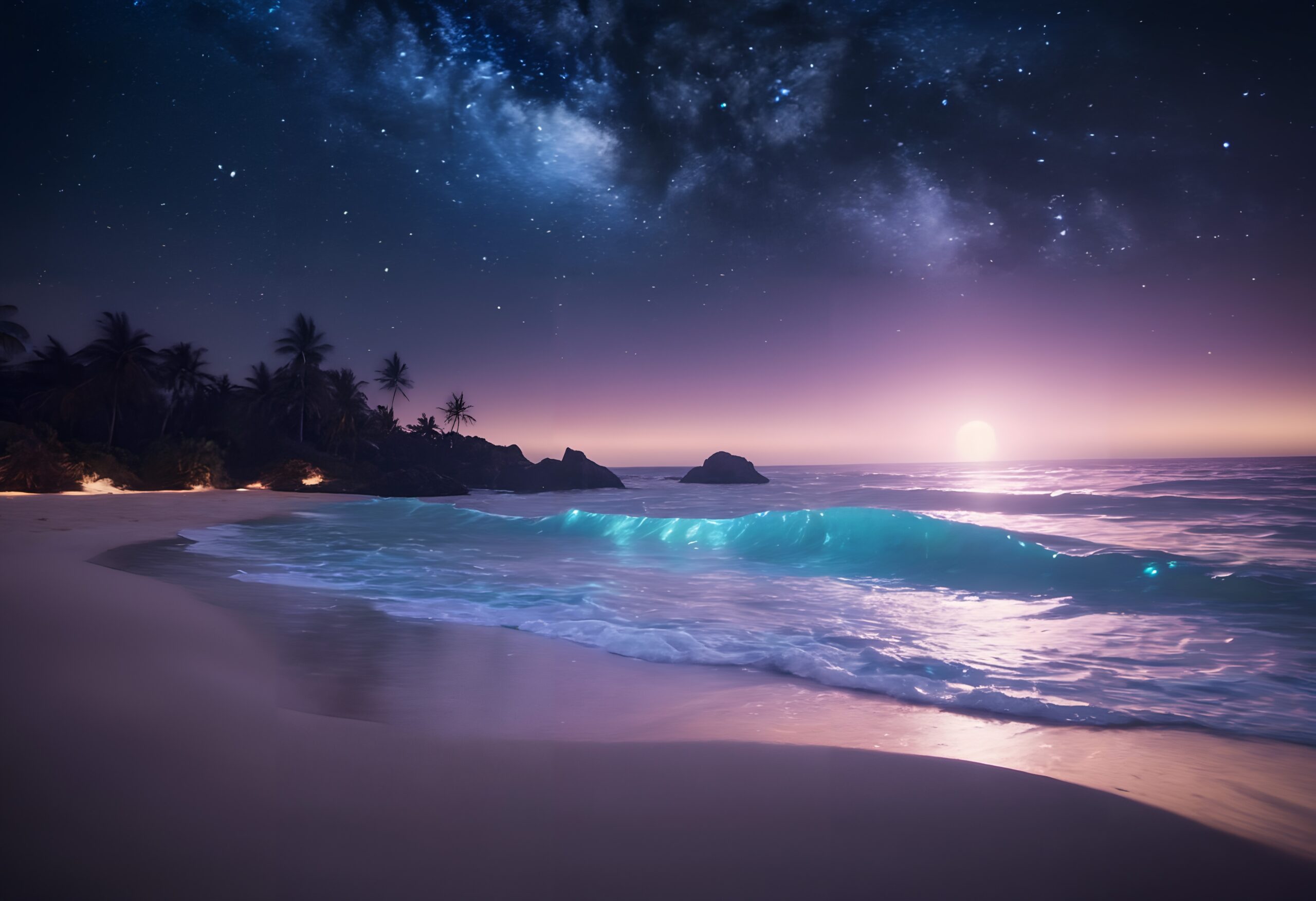 Enchanting Nighttime Beach Scene