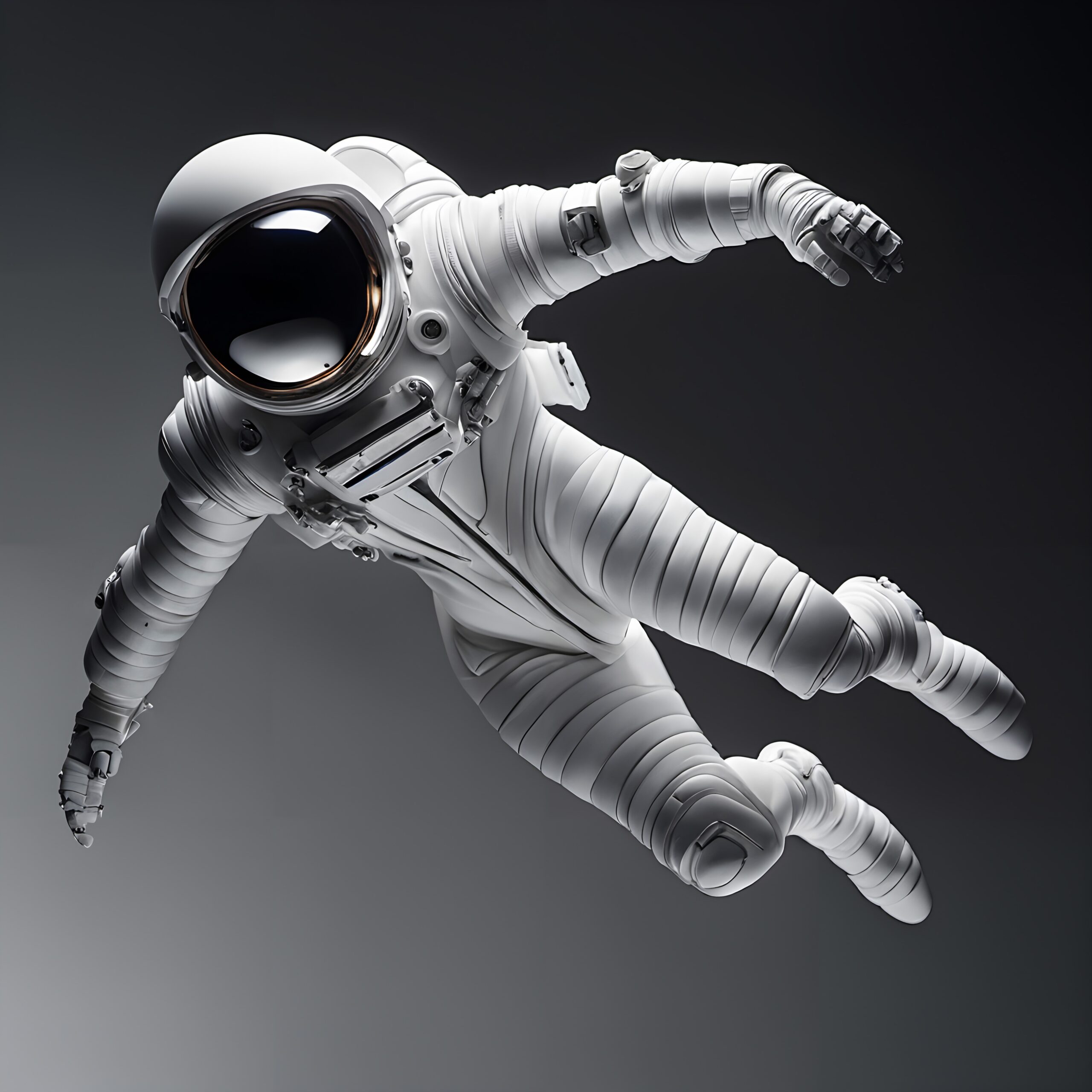 Astronaut Floating Through Minimalist Space