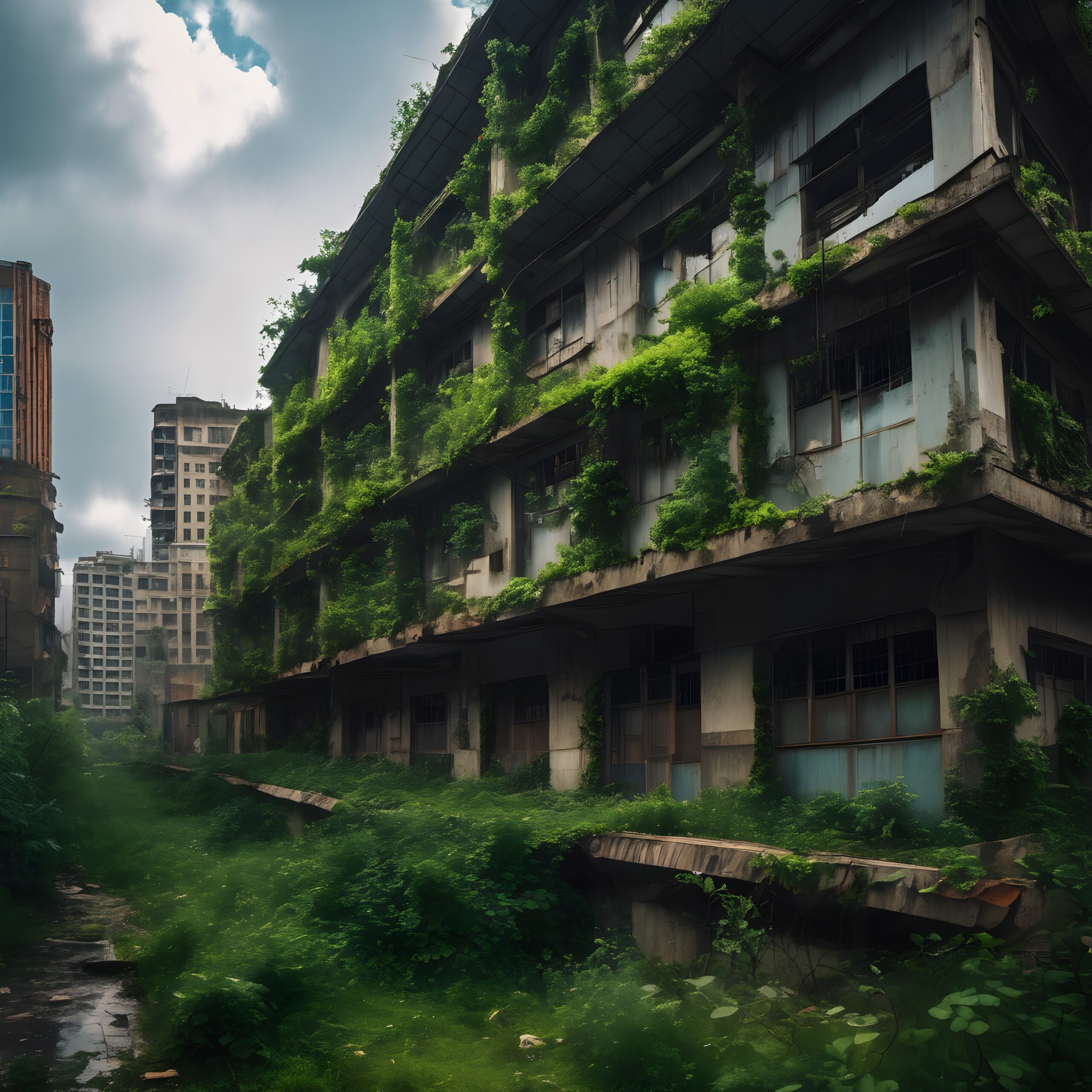 Nature Reclaims Urban Abandonment Scene
