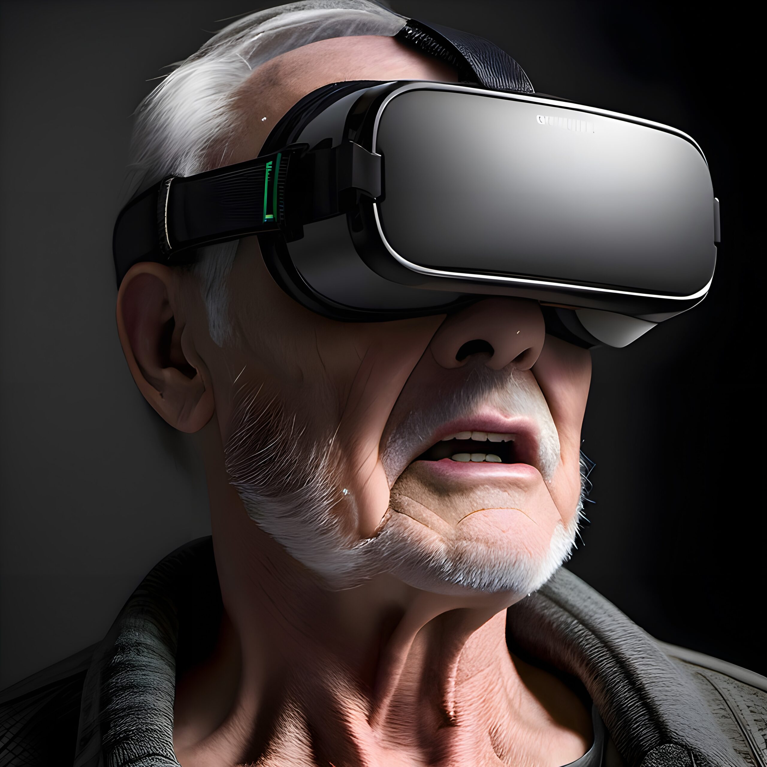Curious Elderly Man in VR