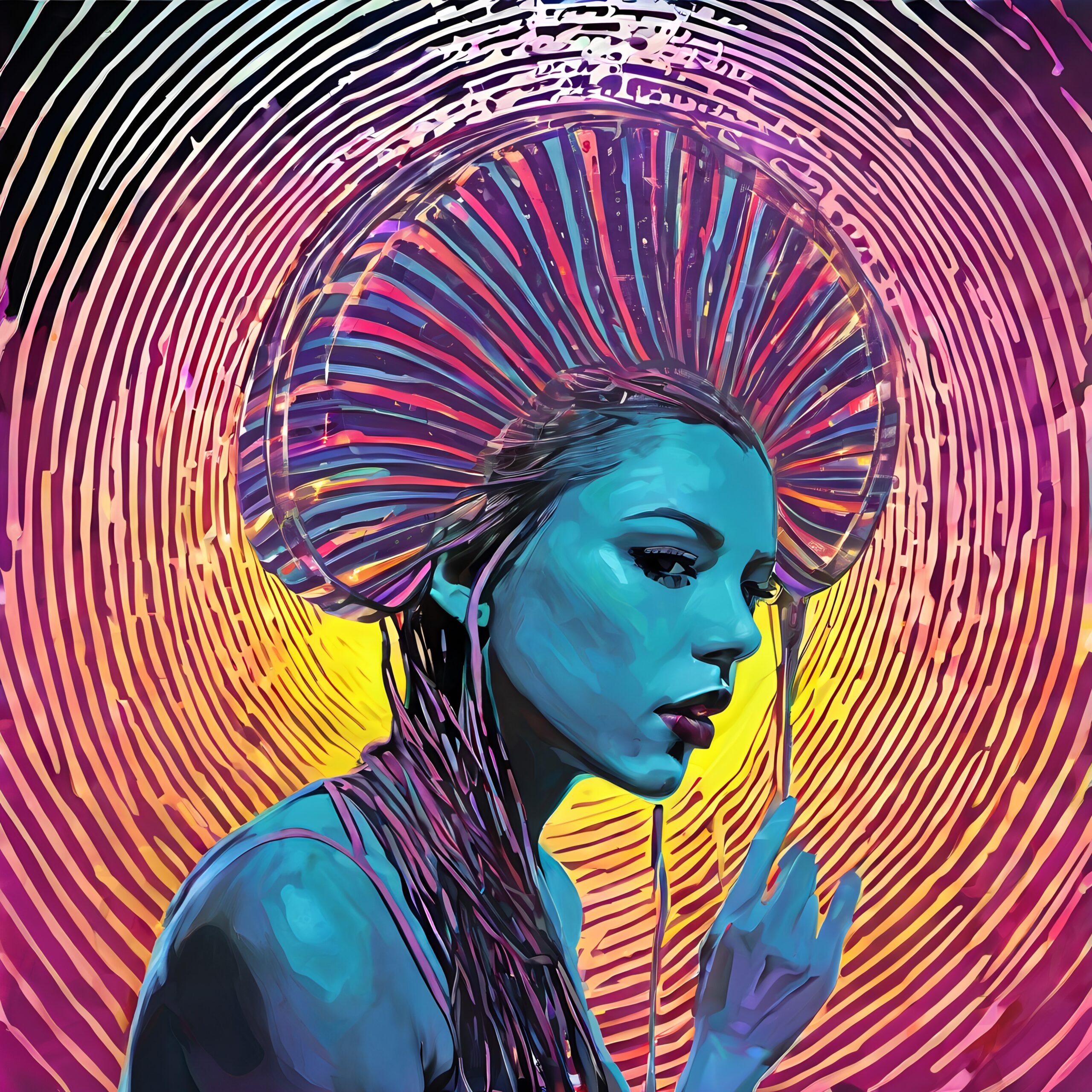 Colorful Woman with Vibrant Halo