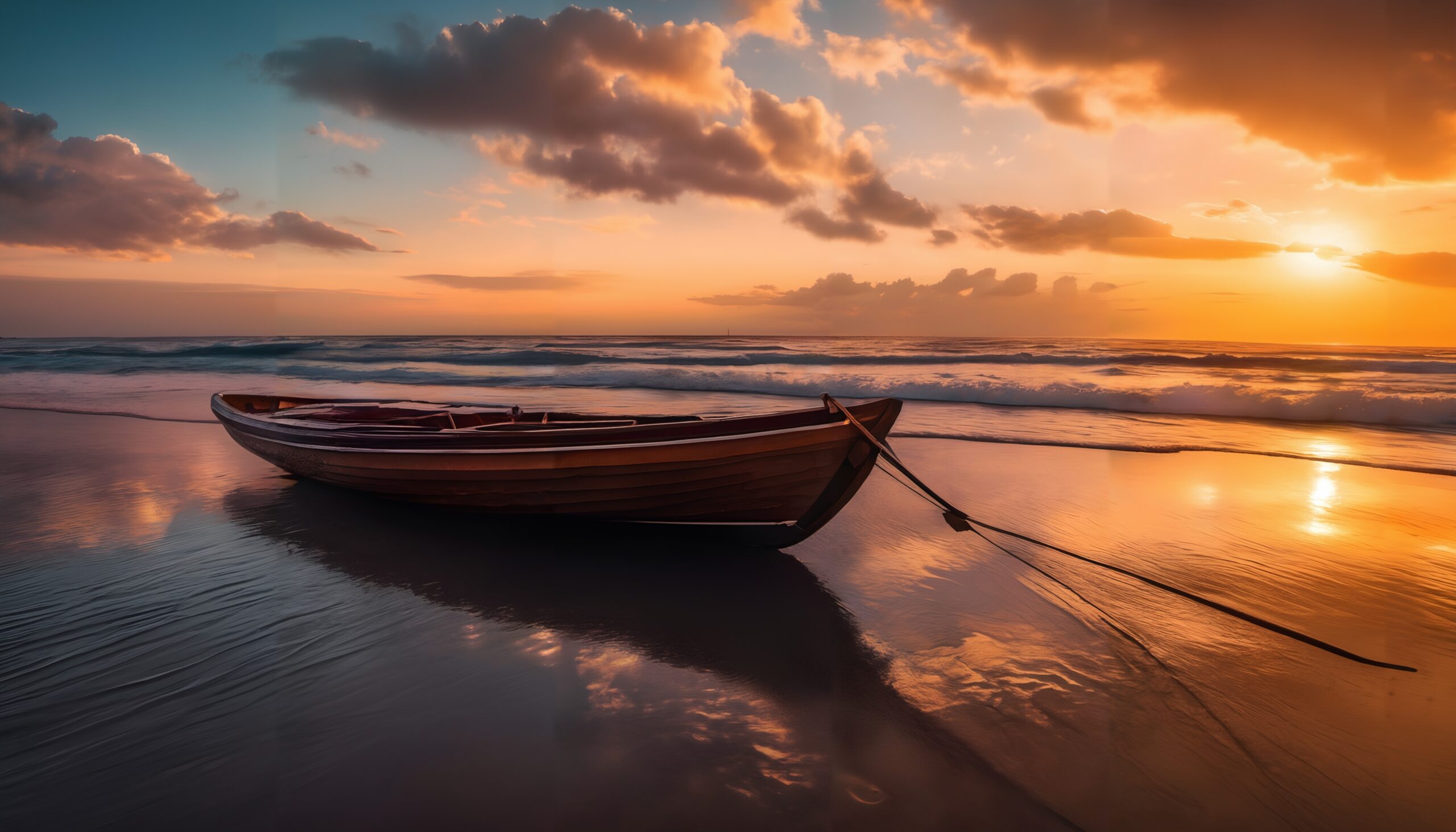 Golden Sunset Over Tranquil Beach