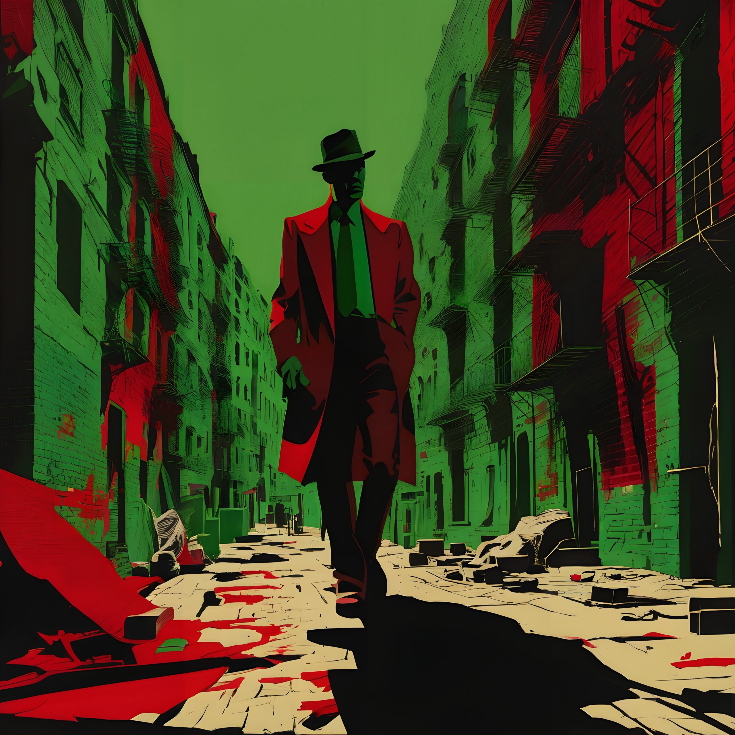 Urban Noir Scene In Striking Colors