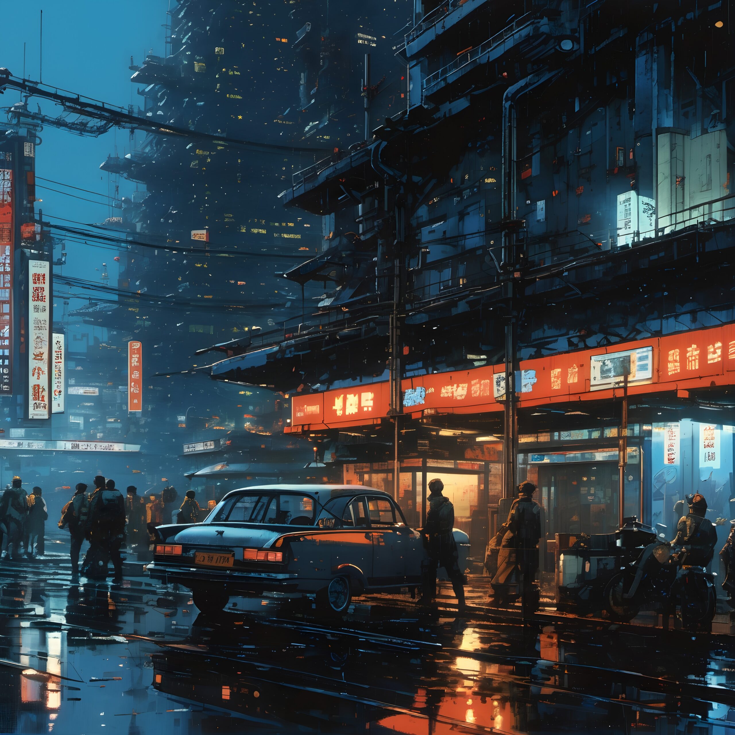 Neon City Streets in Nighttime