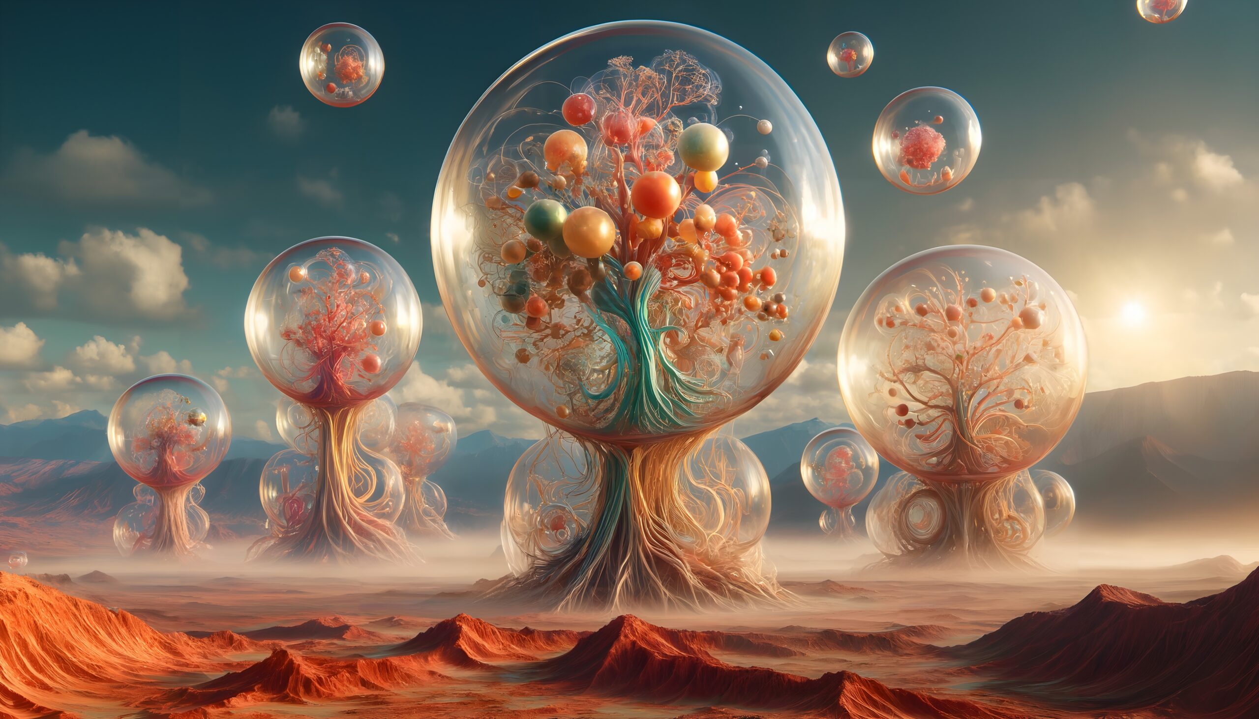Dreamlike Trees in Glass Spheres