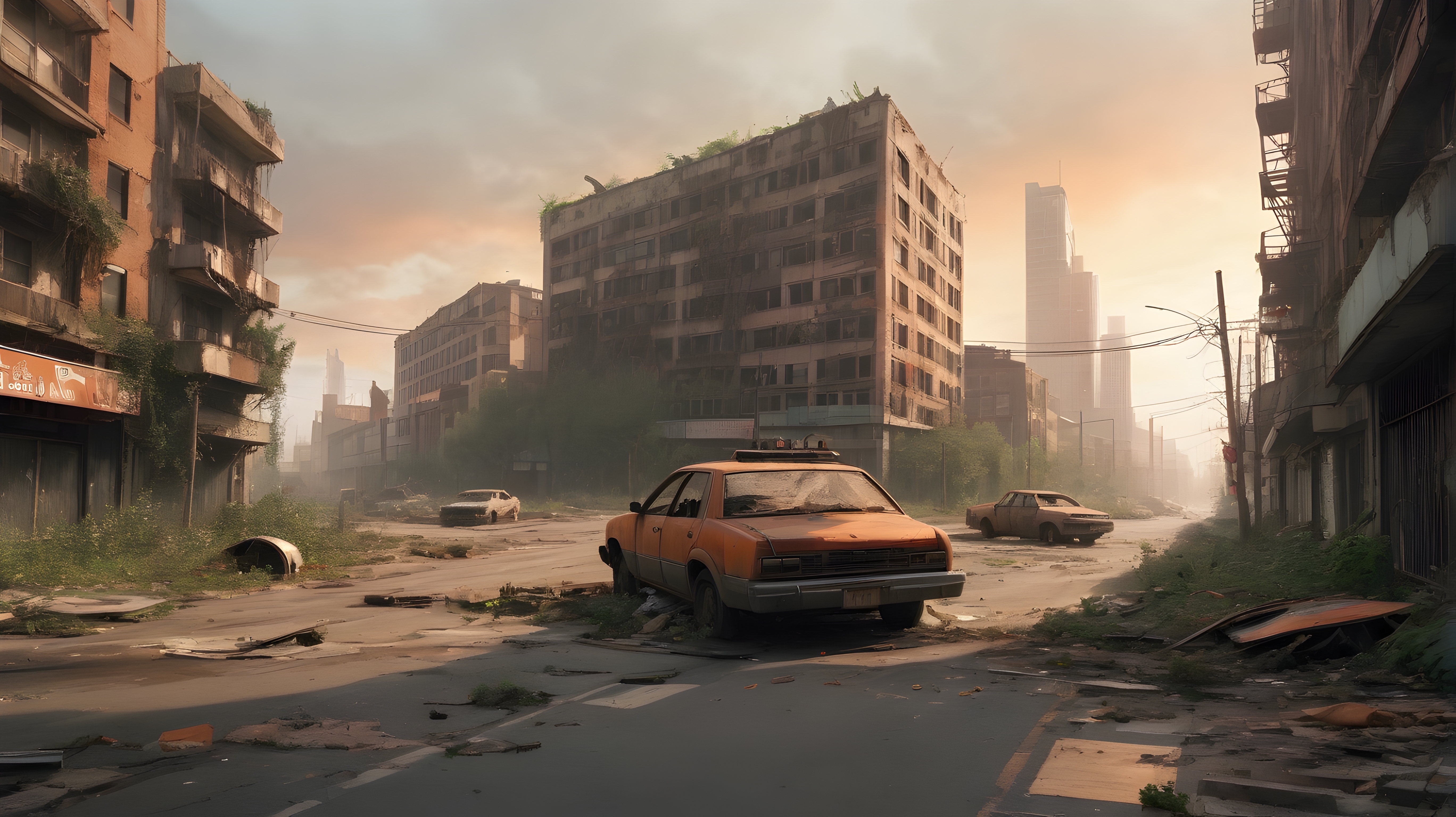 Abandoned City Urban Decay Scene
