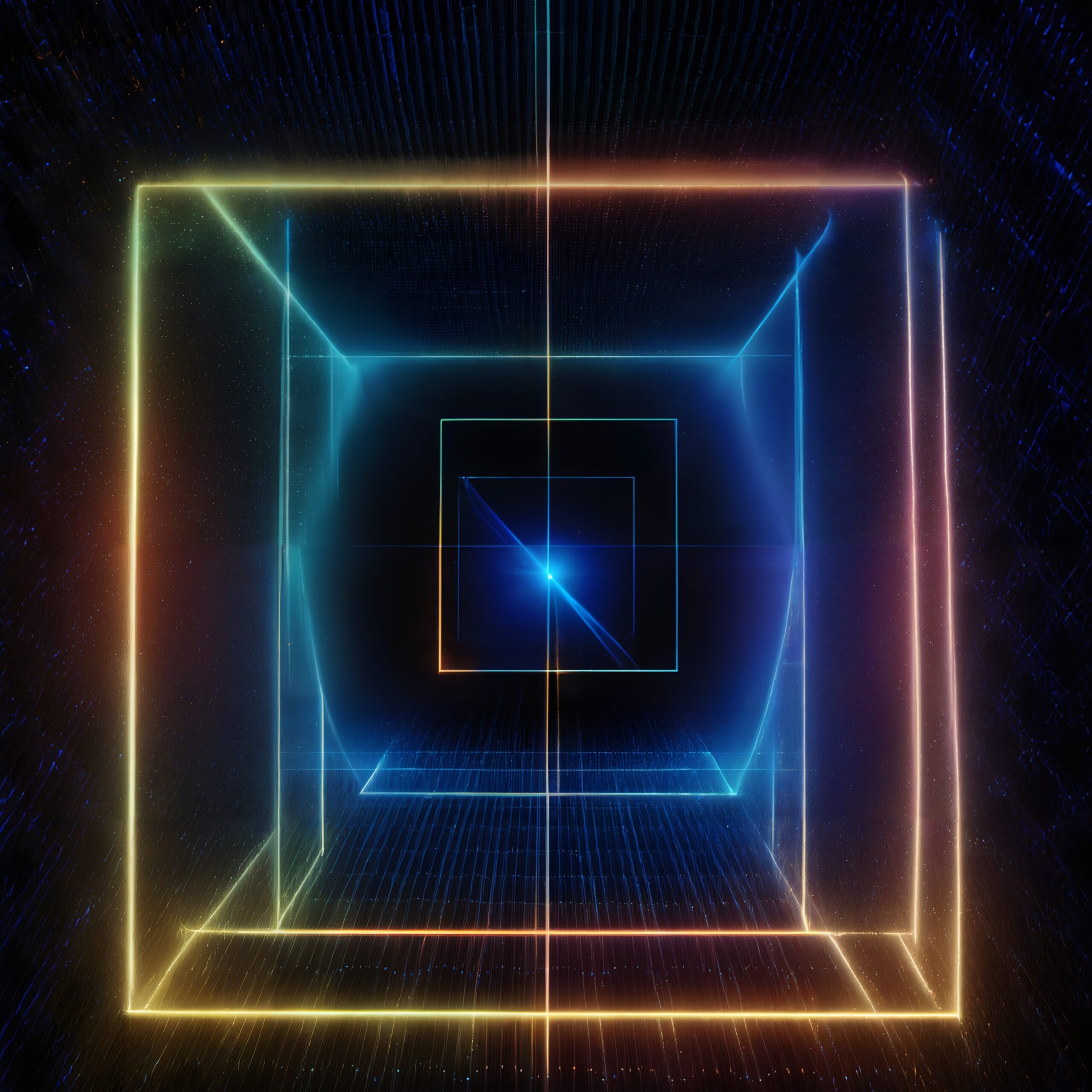 Futuristic Neon Cube Tunnel