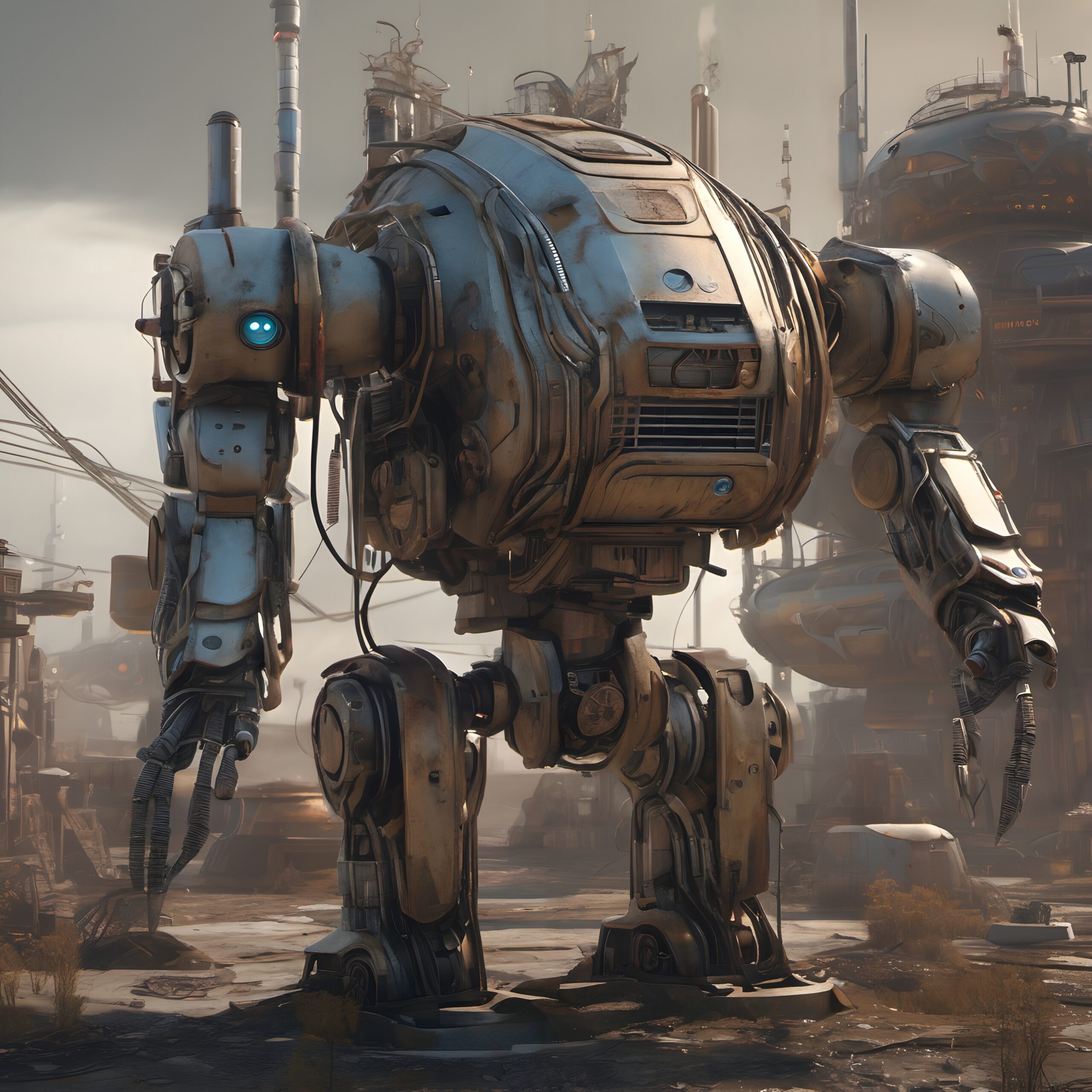 Gigantic Robot in Futuristic City