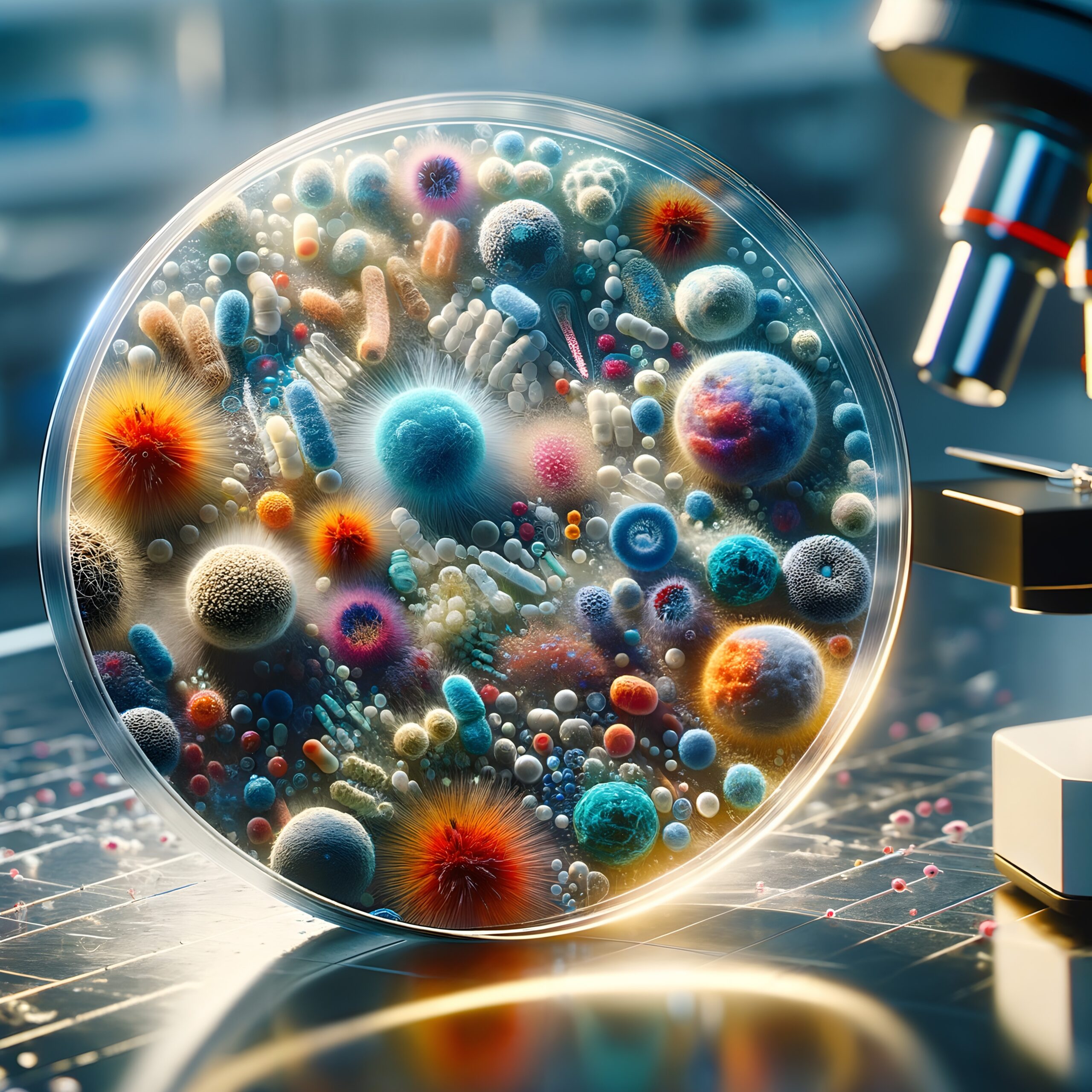 Vibrant Petri Dish of Microorganisms