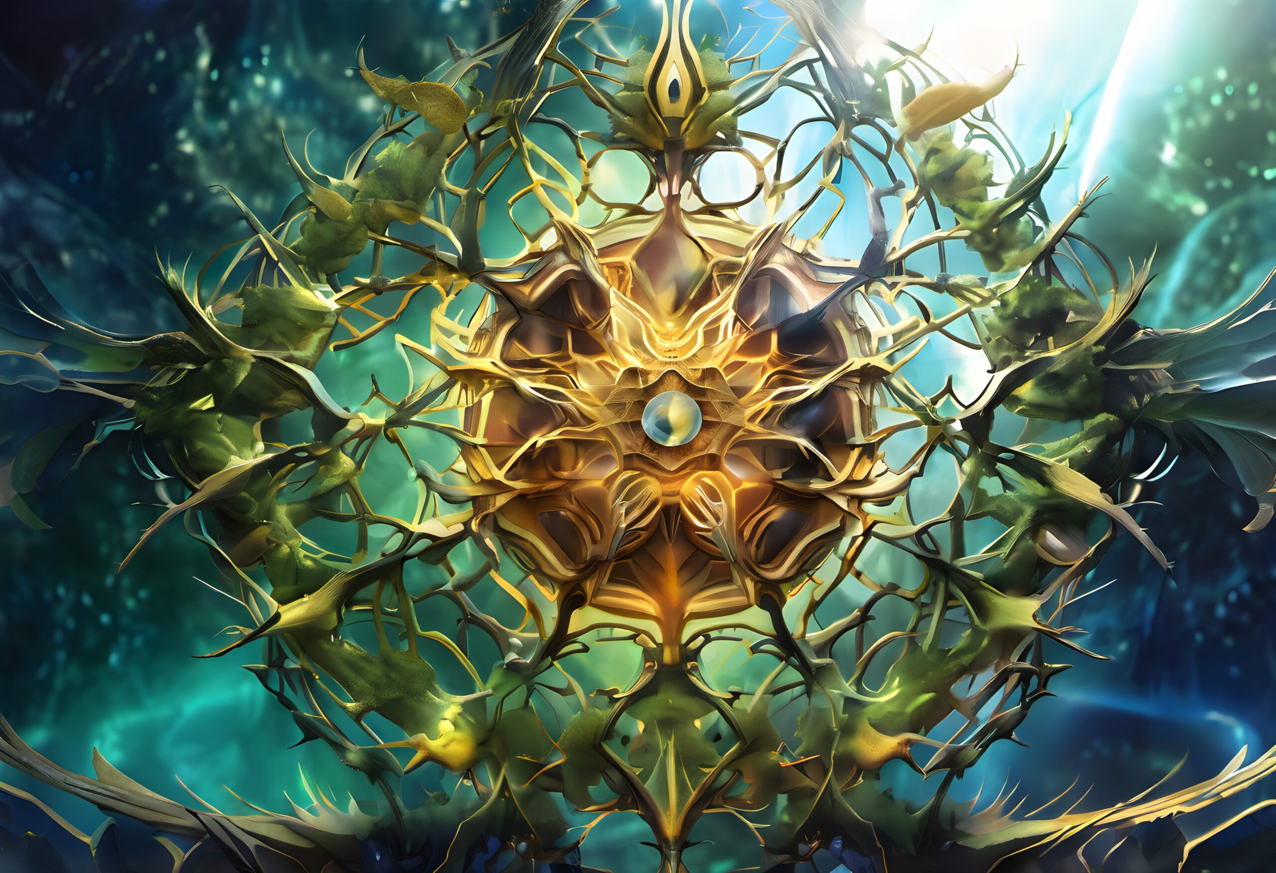 Celestial Bio-Mechanical Fusion Art