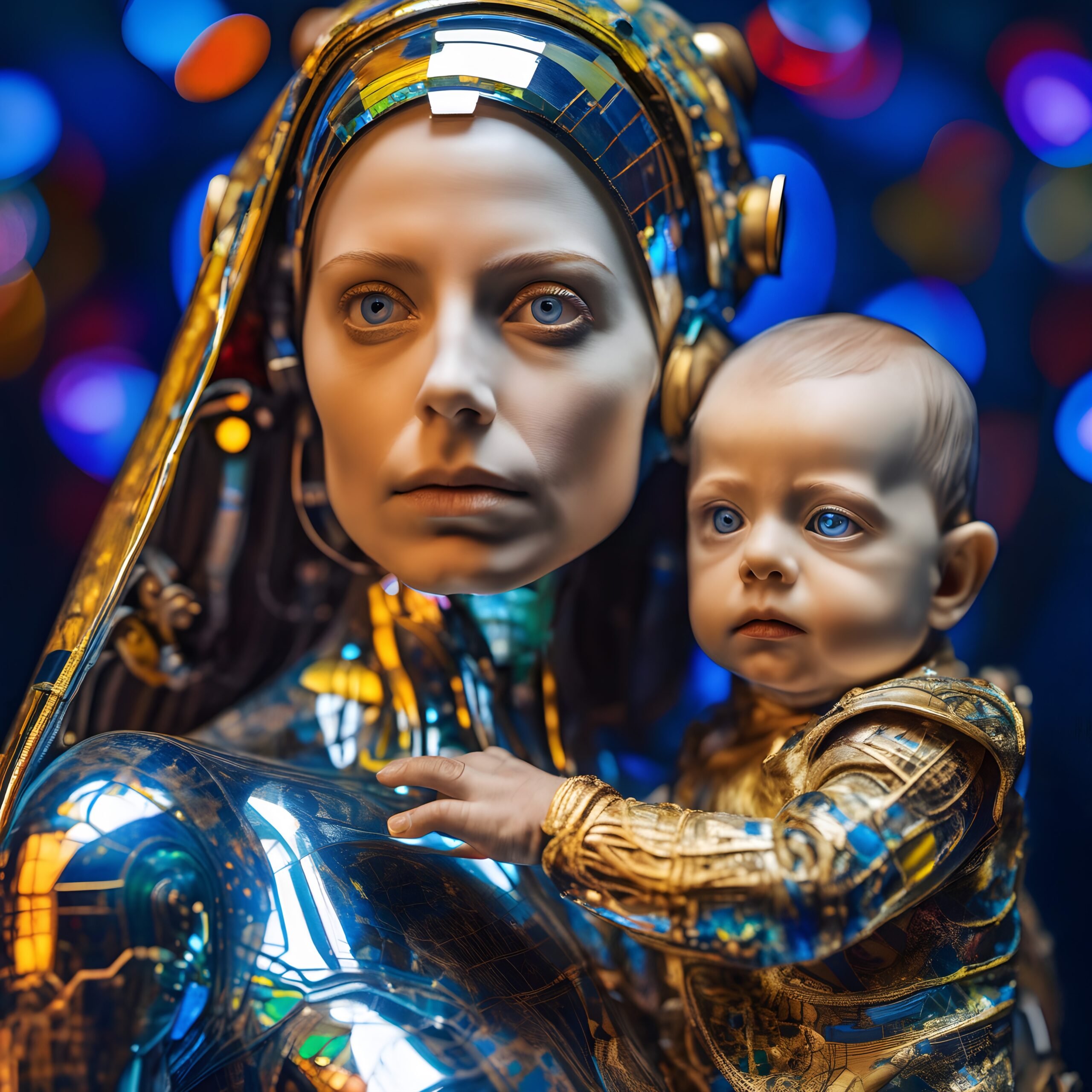 Futuristic Humanoid and Child Portrait