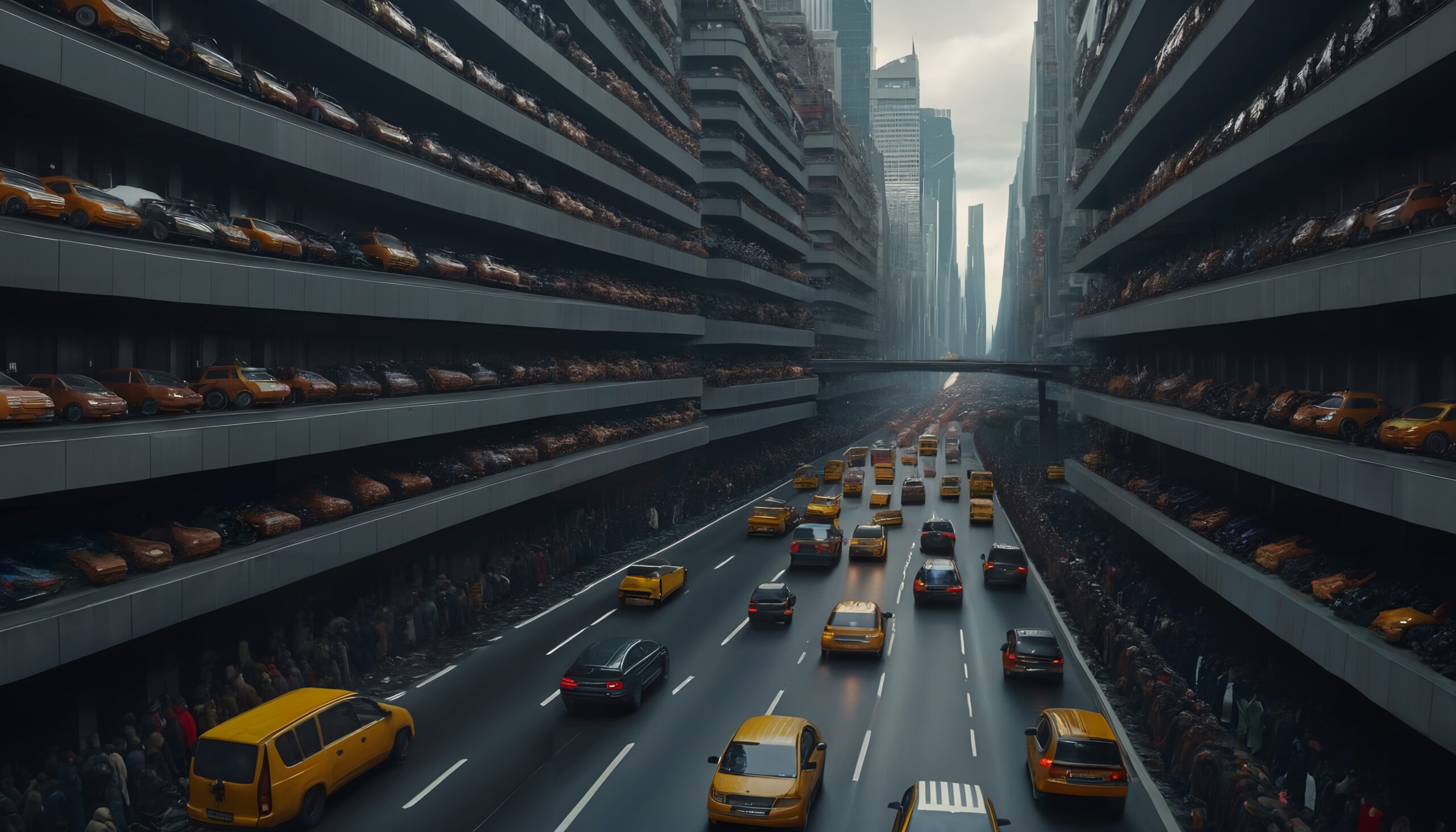 Futuristic Urban Traffic Scene