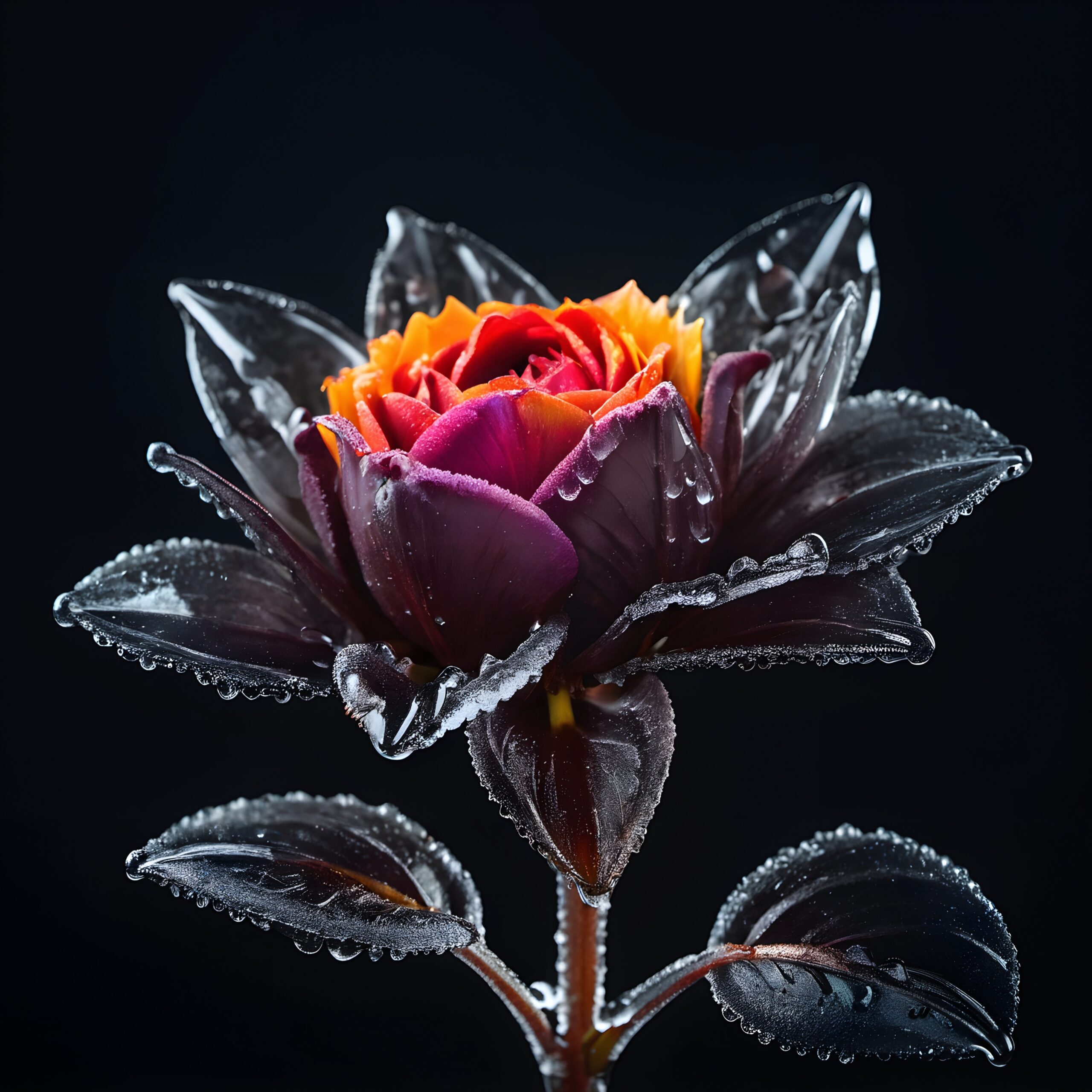 Dew-kissed vibrant colorful flower
