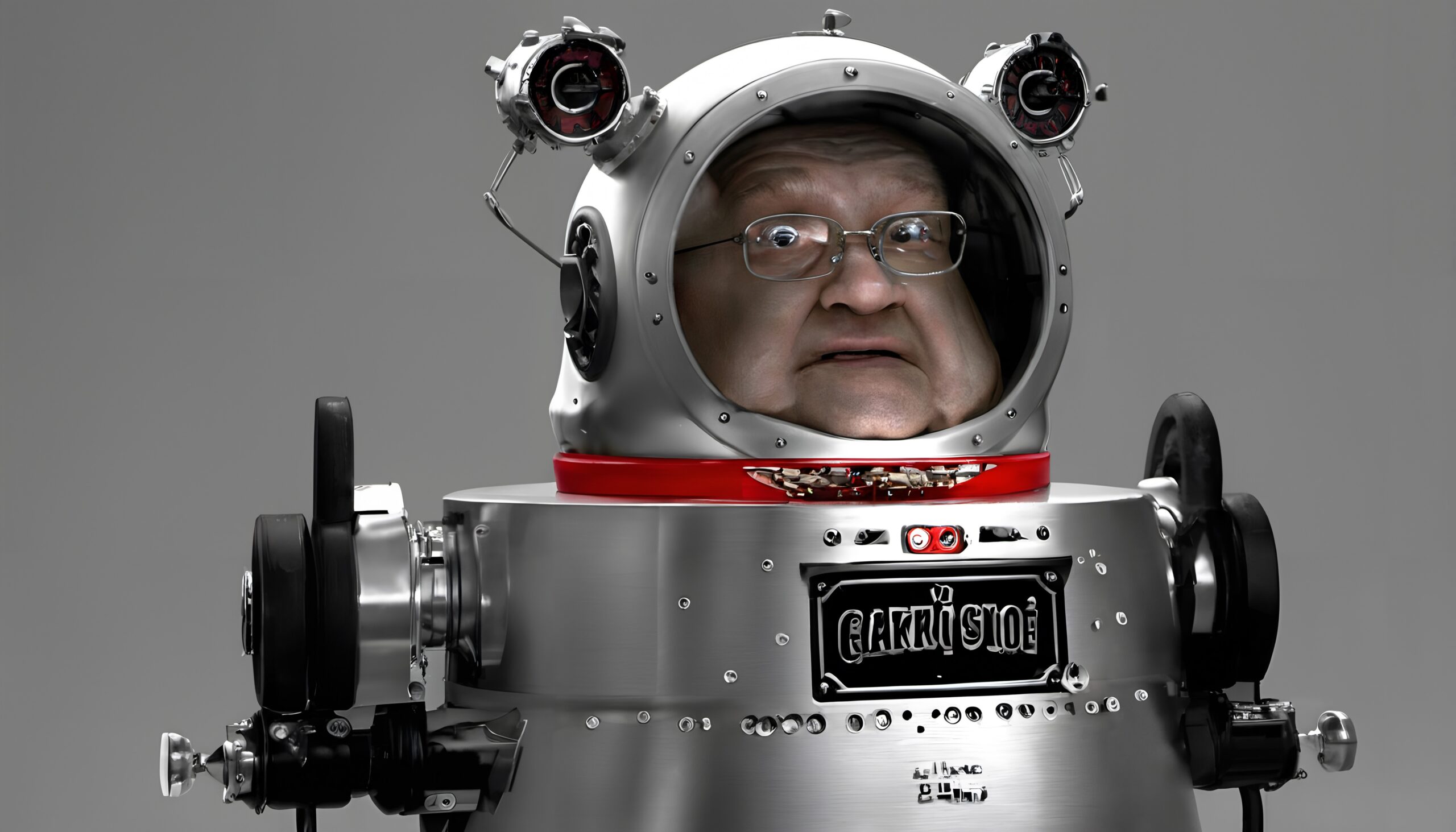 Man Surprised in Robot Suit