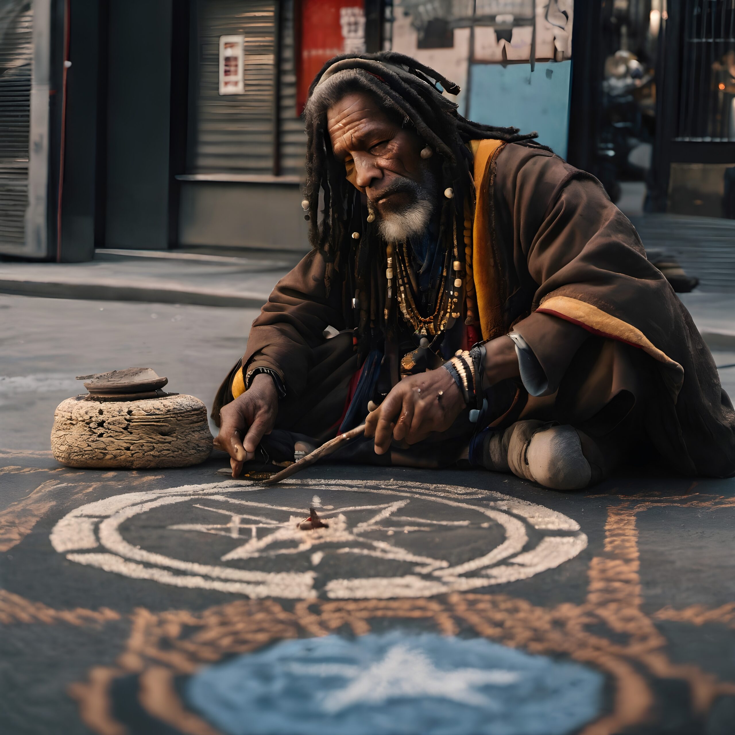 Spiritual Sand Art in City