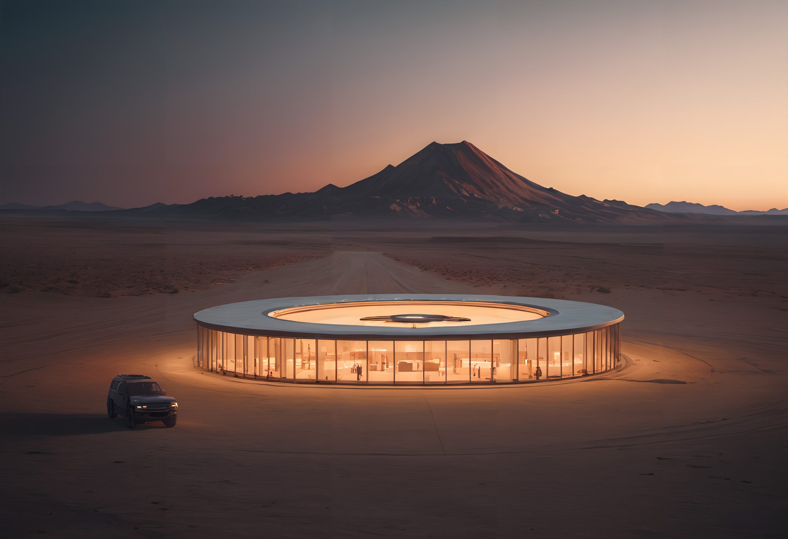 Desert Outpost Under Dusk Sky