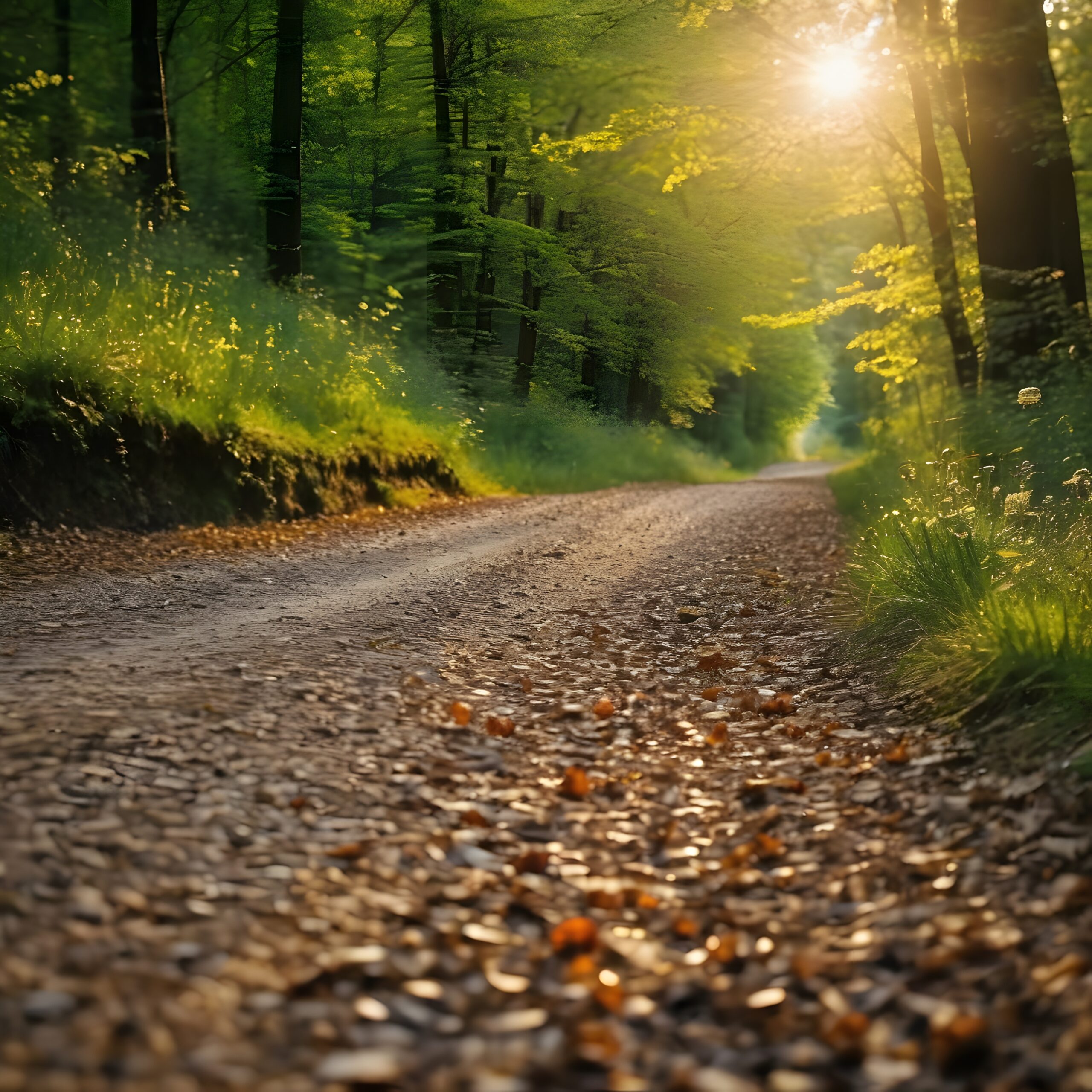 Tranquil Path Through Sunlit Forest