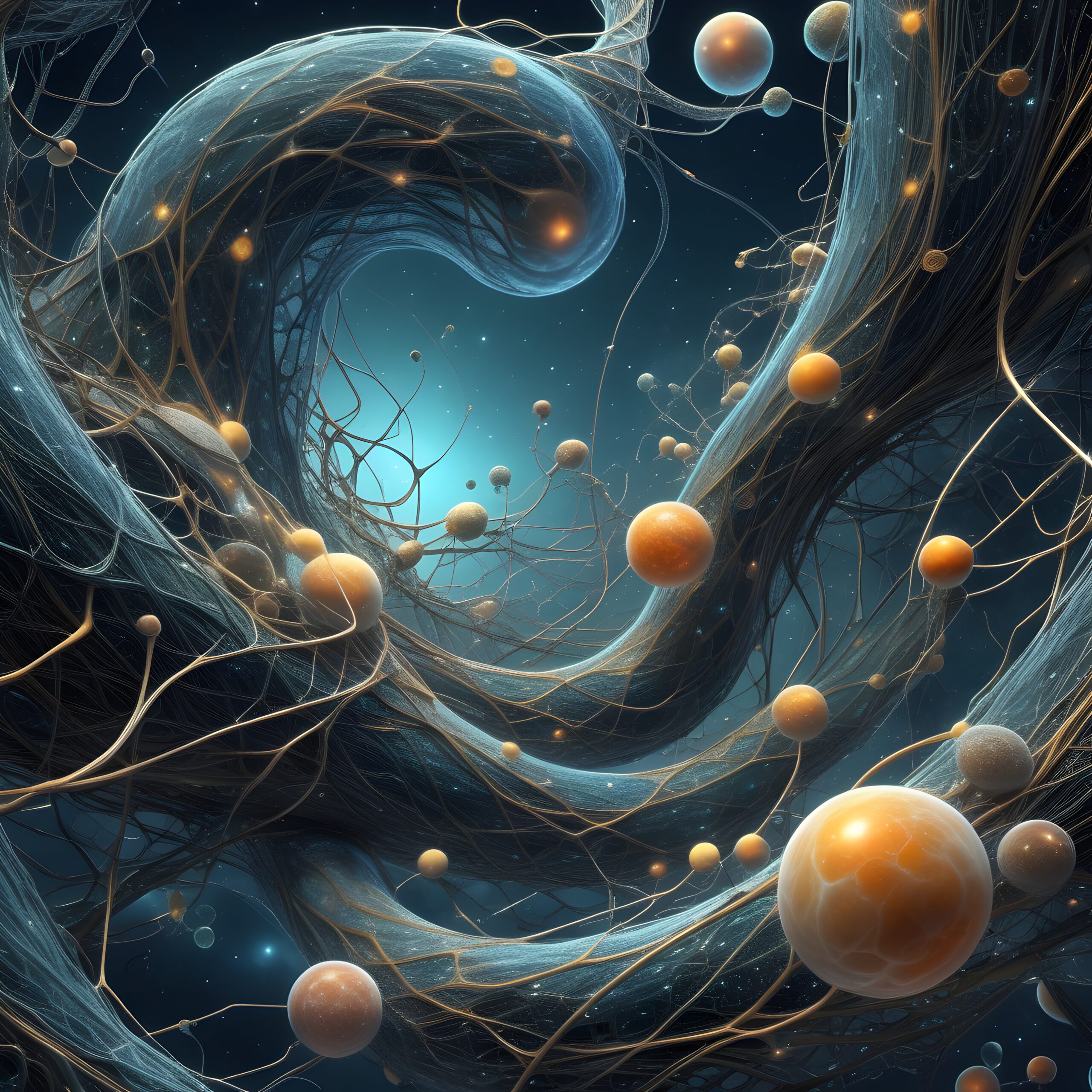 Cosmic Network Intertwined Threads and Glowing Spheres