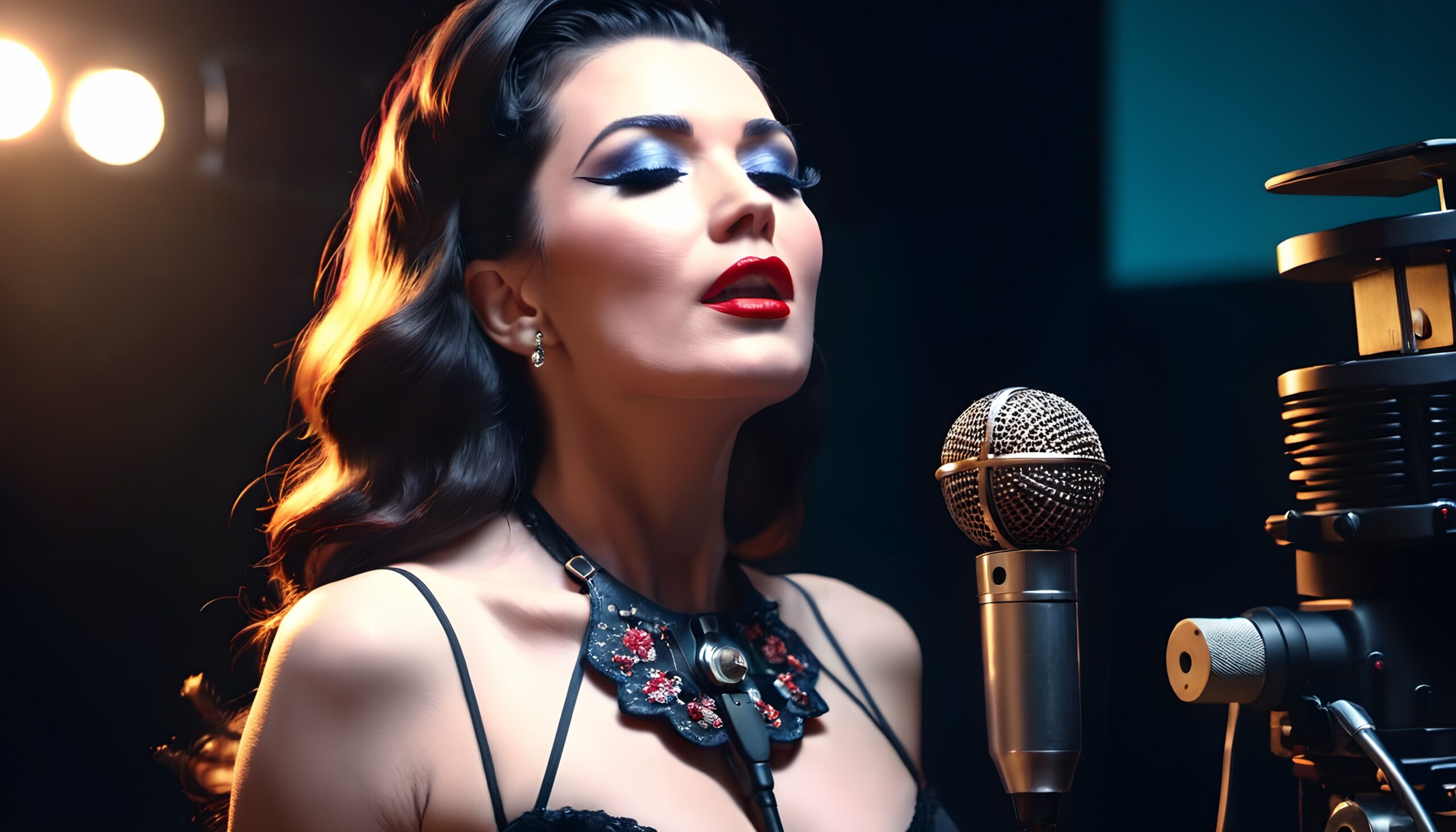 Vintage Singer Performing On Stage