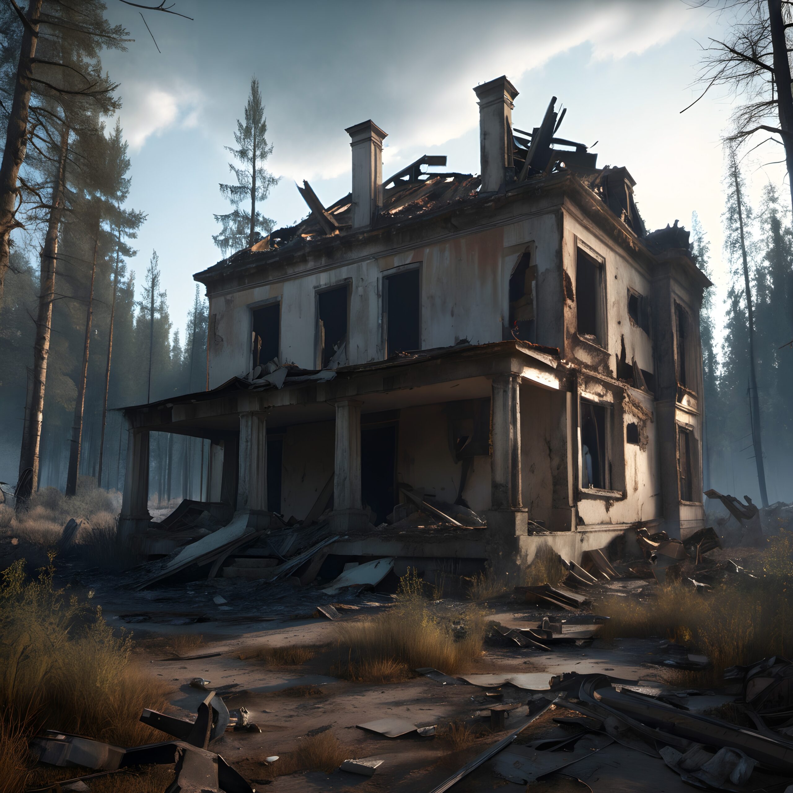 Abandoned House in Forest Ruins