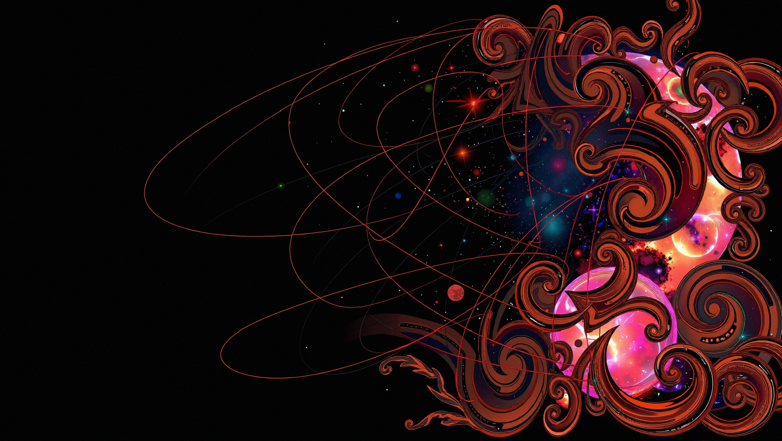 Celestial Dance of Colorful Swirls