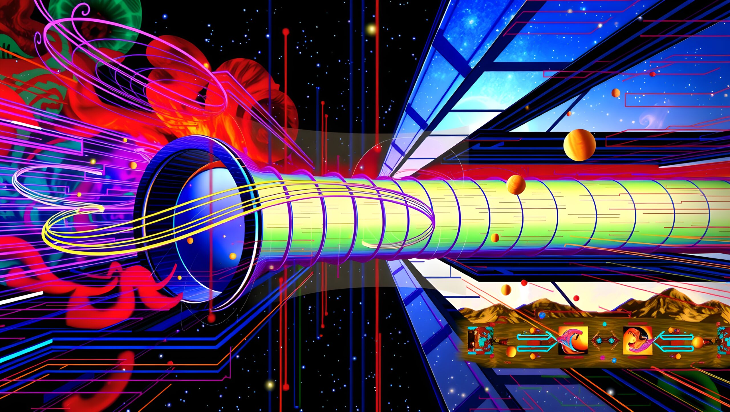 Futuristic Cosmic Travel Tunnel