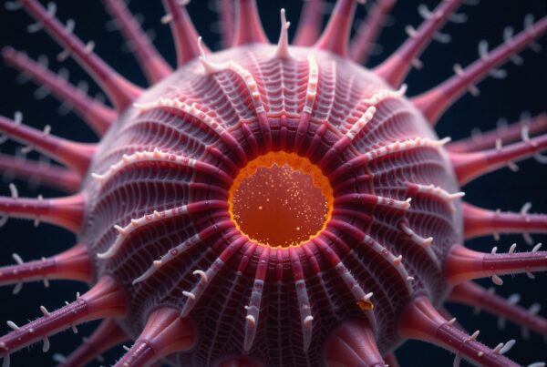 Highly detailed microscopic organism with spines and vibrant colors.